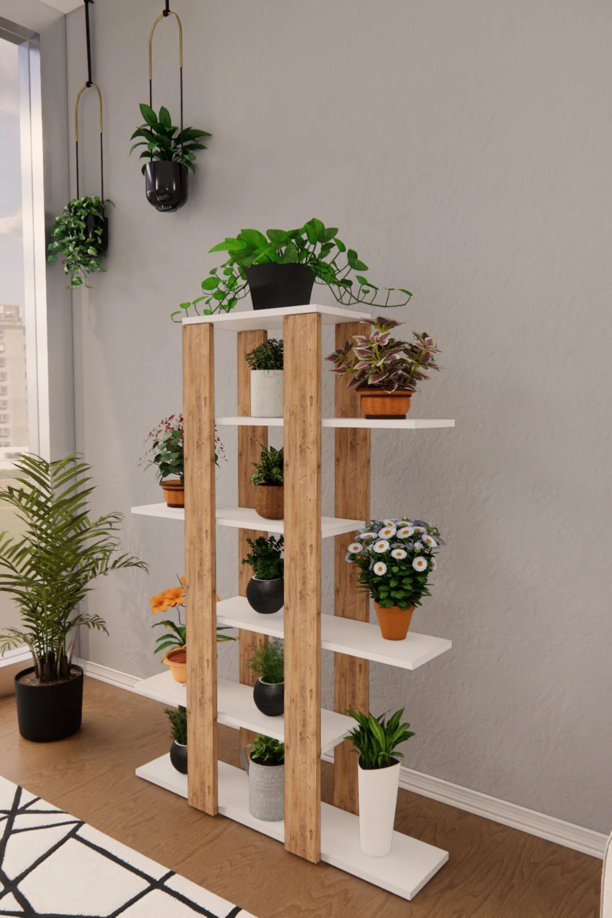 Flora Saksı Standı Saksılık Dekoratif Çiçeklik Rafı Dekoratif Boy