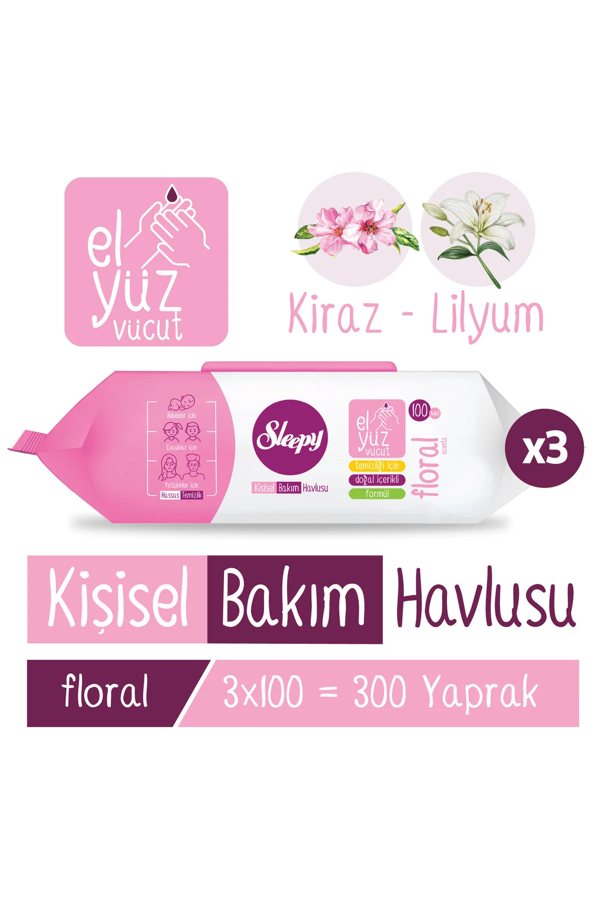 Floral Kişisel Bakım Havlusu 3x100 (300 Yaprak) Fiyatı, Yorumları ve Özellikleri