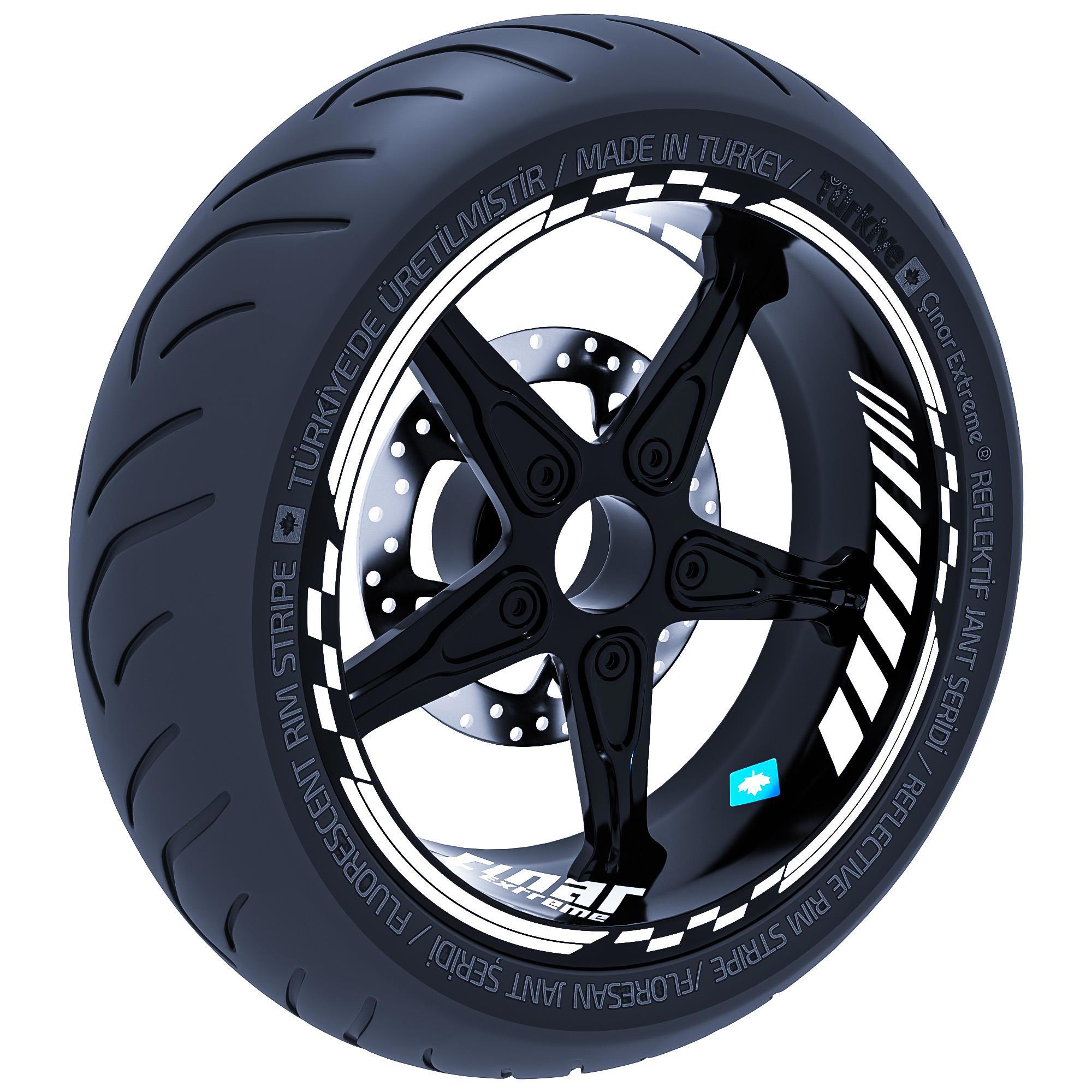 Çinar Extreme Floresan Beyaz Moto Gp İç Diş Jant Şeridi Takim Sticker Çinar Ext
