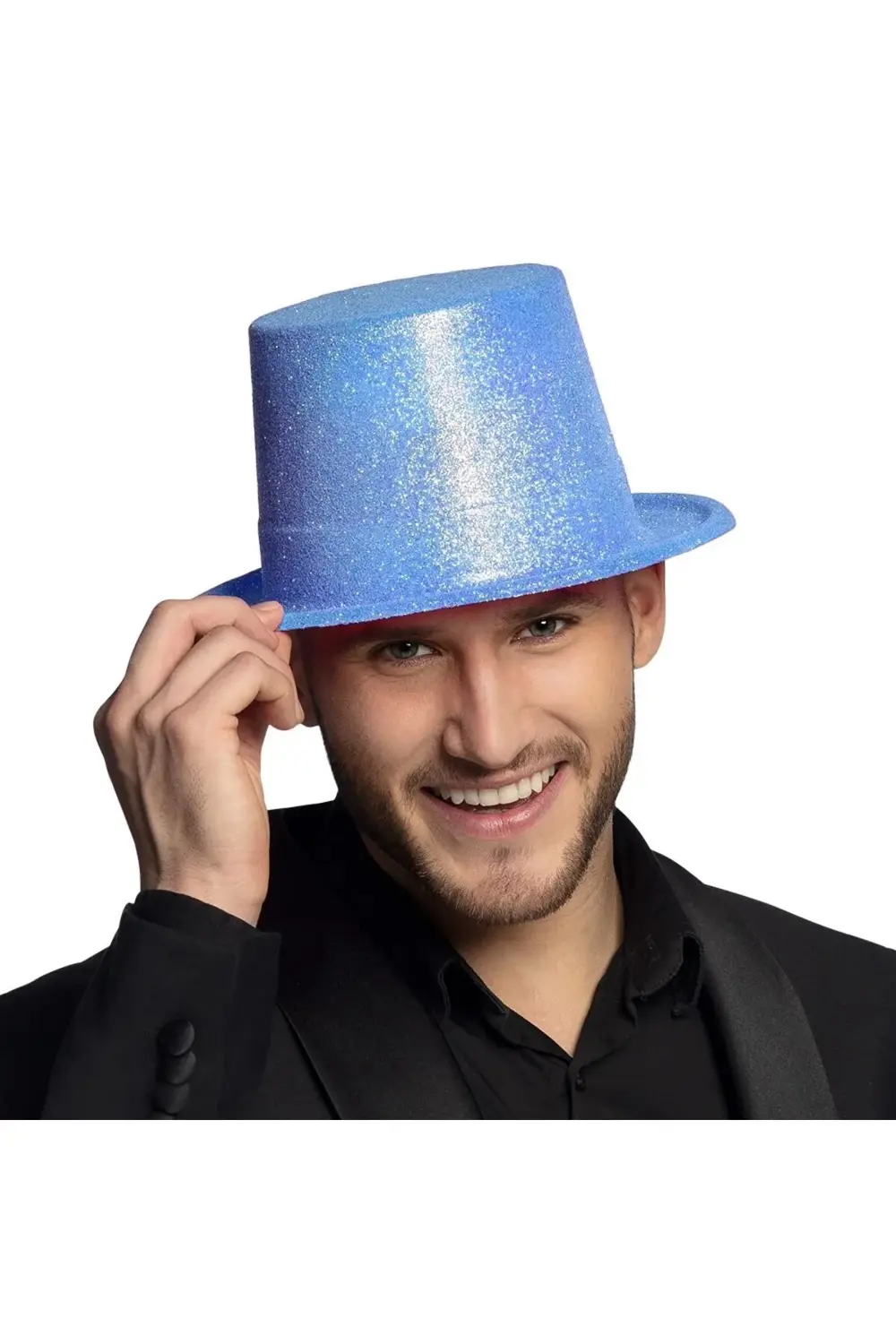 Floresan Mavi Renk Simli Uzun Fötr Melon Şapka 12 cm