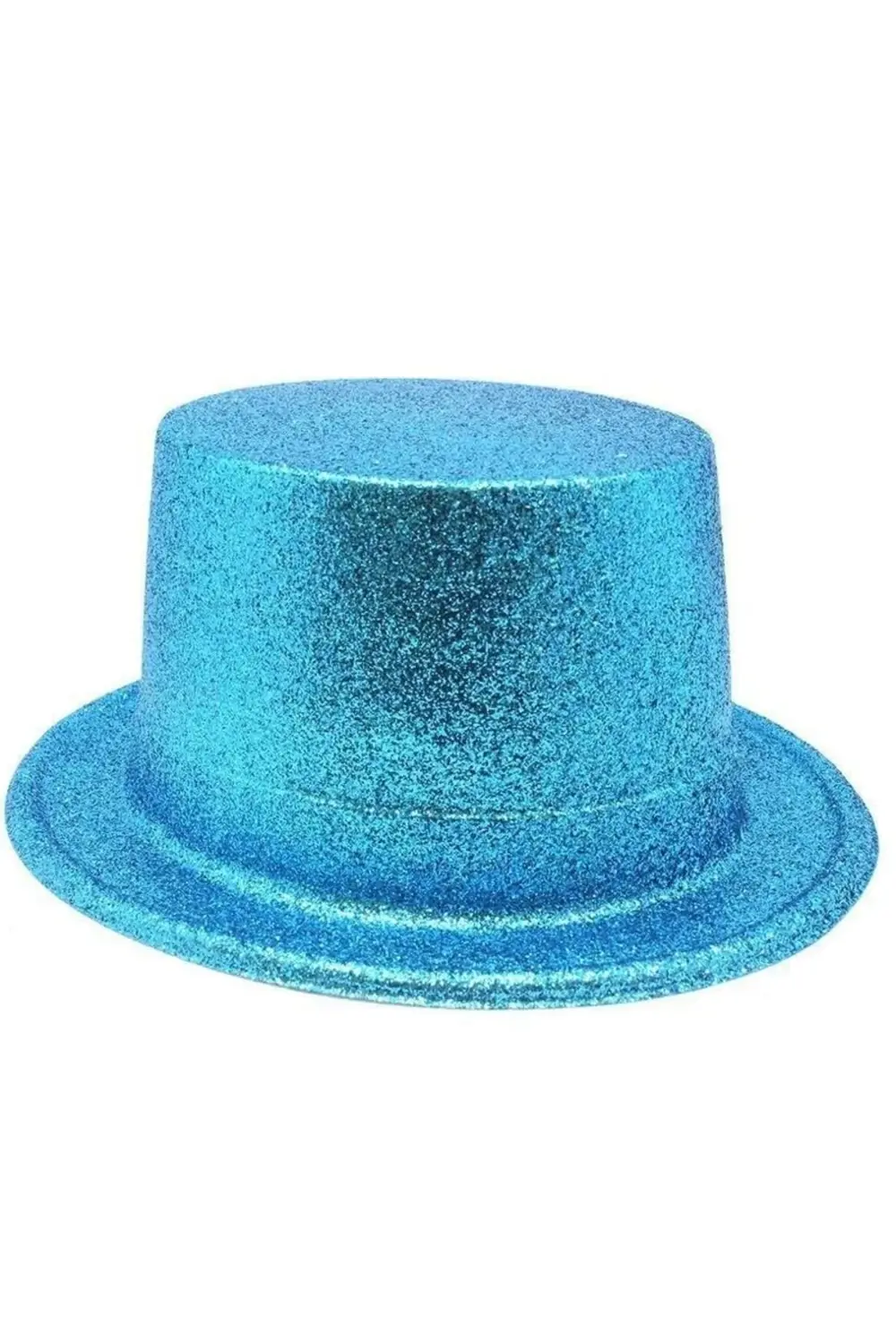 Floresan Mavi Renk Simli Uzun Fötr Melon Şapka 12 cm