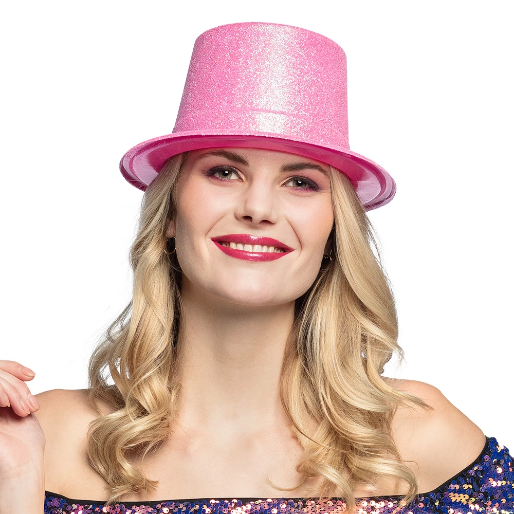 Floresan Pembe Renk Simli Uzun Fötr Melon Şapka 12 Cm Floresan Pembe Renk Simli Uzun Fötr Melon Şapka 12 Cm