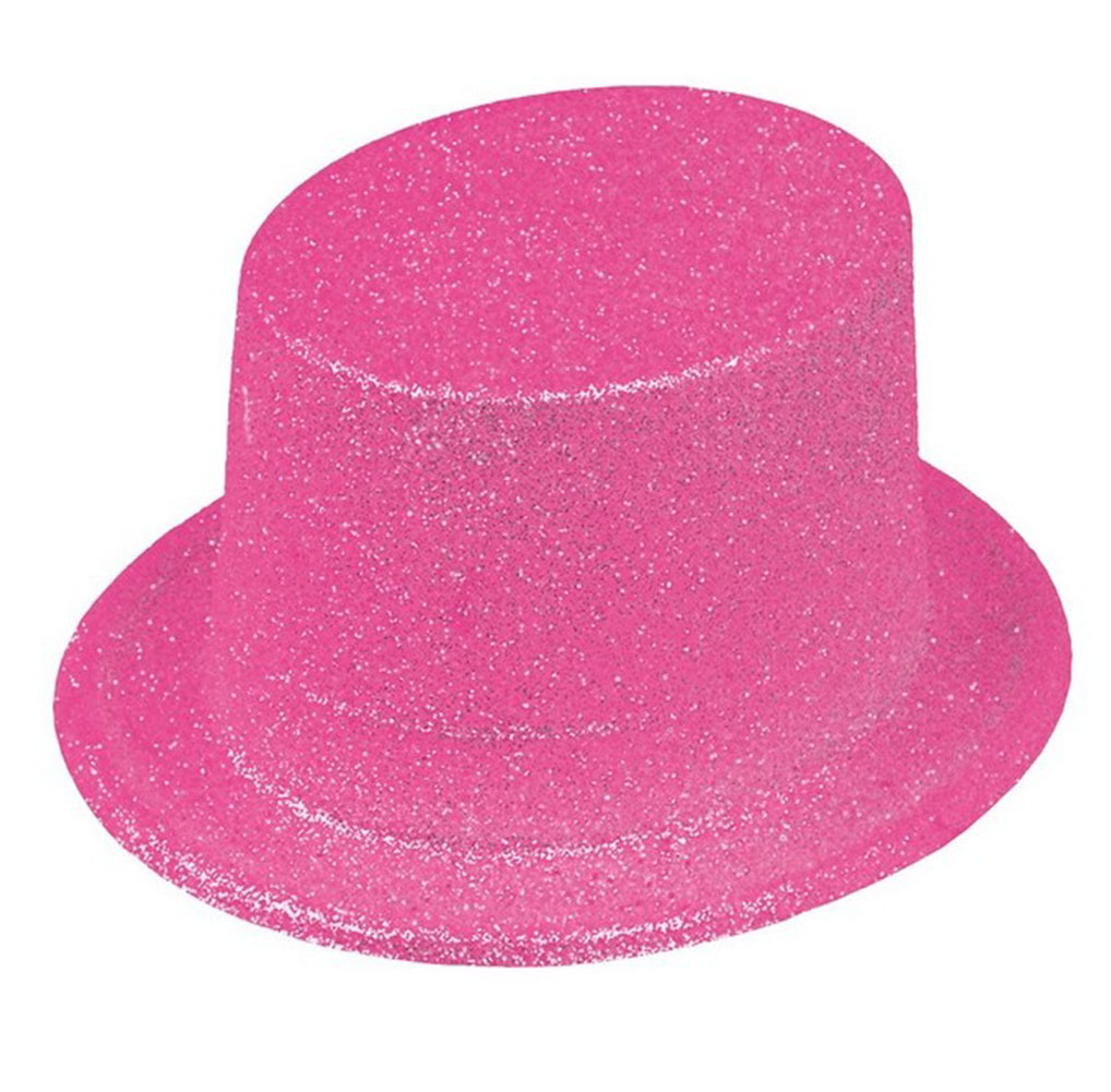 Floresan Pembe Renk Simli Uzun Fötr Melon Şapka 12 cm Floresan Pembe Renk Simli Uzun Fötr Melon Şapka 12 cm