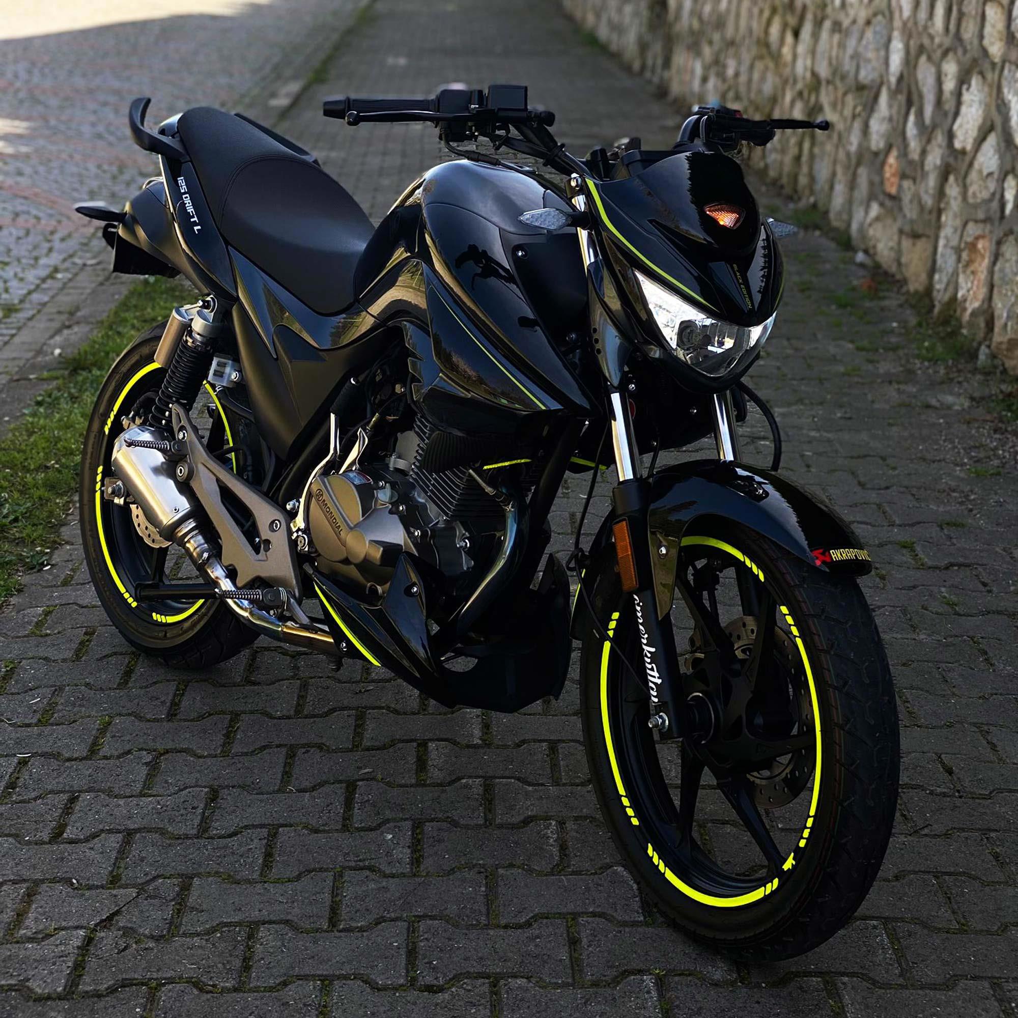 Çınar Extreme Floresan Sarı 4 Parçalı Kesikli Jant Şeridi Sticker 