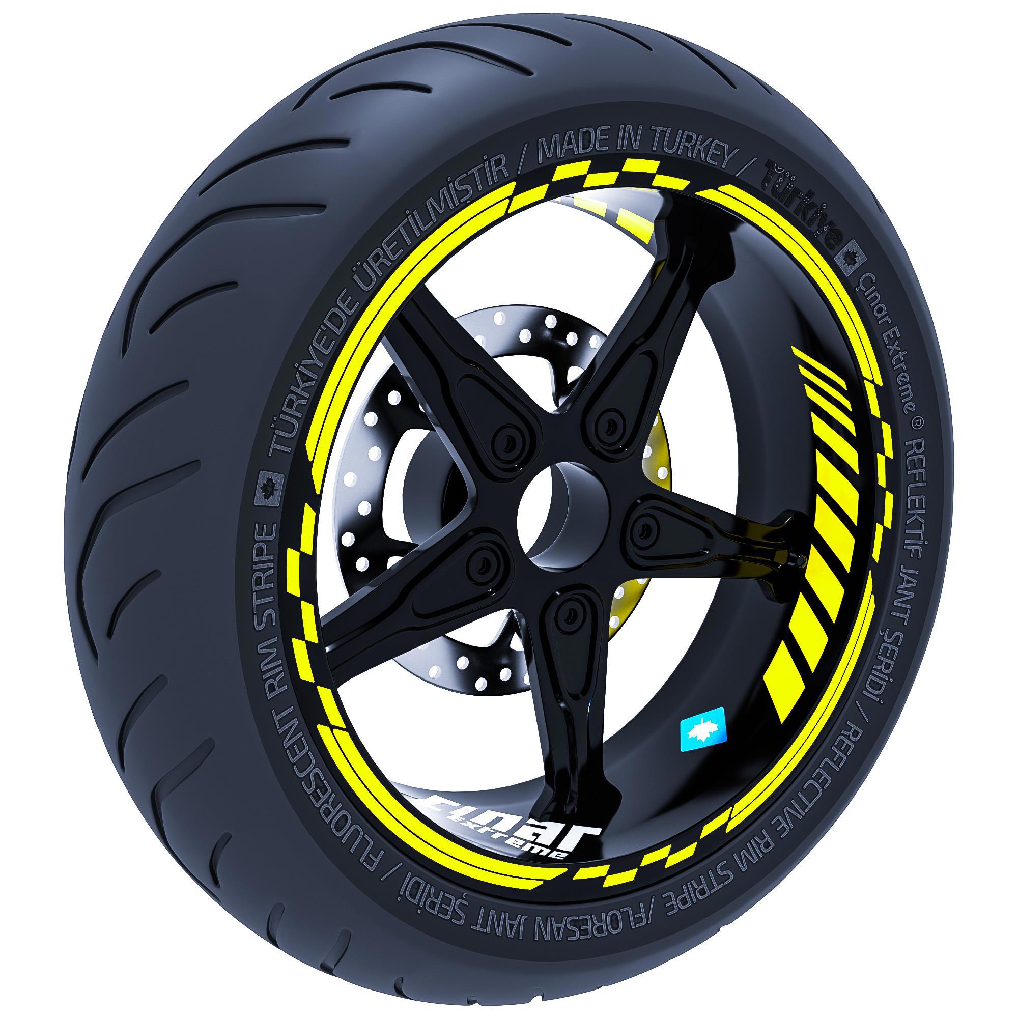 Floresan Sarı Moto GP İç Dış Jant Şeridi Takım Sticker Çınar Extr