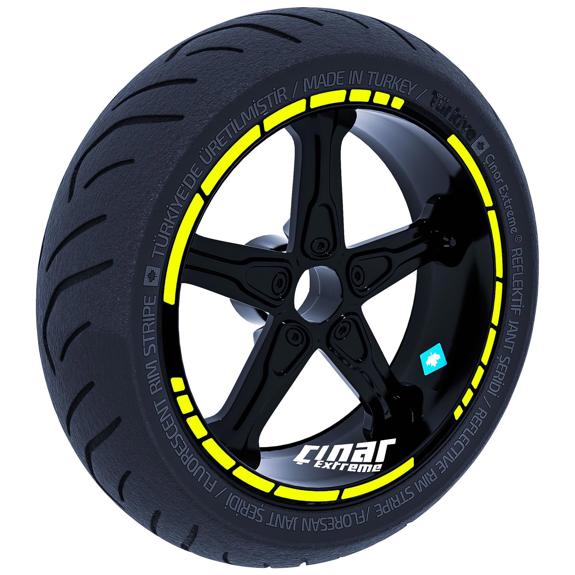 Çınar Extreme Floresan Sarı Moto Gp Stili Jant Şeridi Sticker  