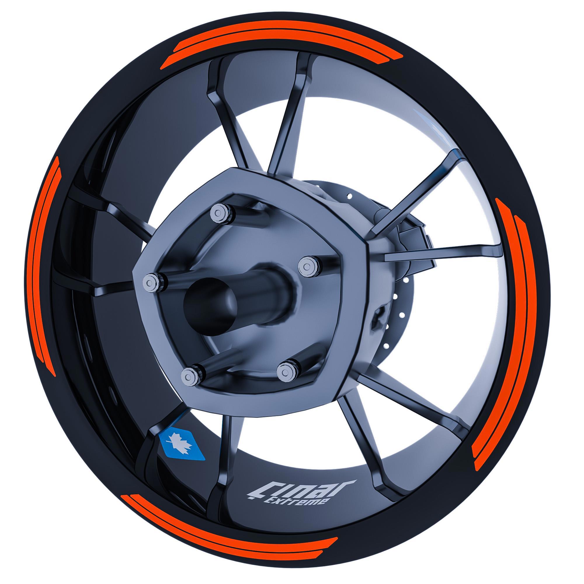 Çınar Extreme Floresan Turuncu Double Stripe Jant Şeridi Sticker  