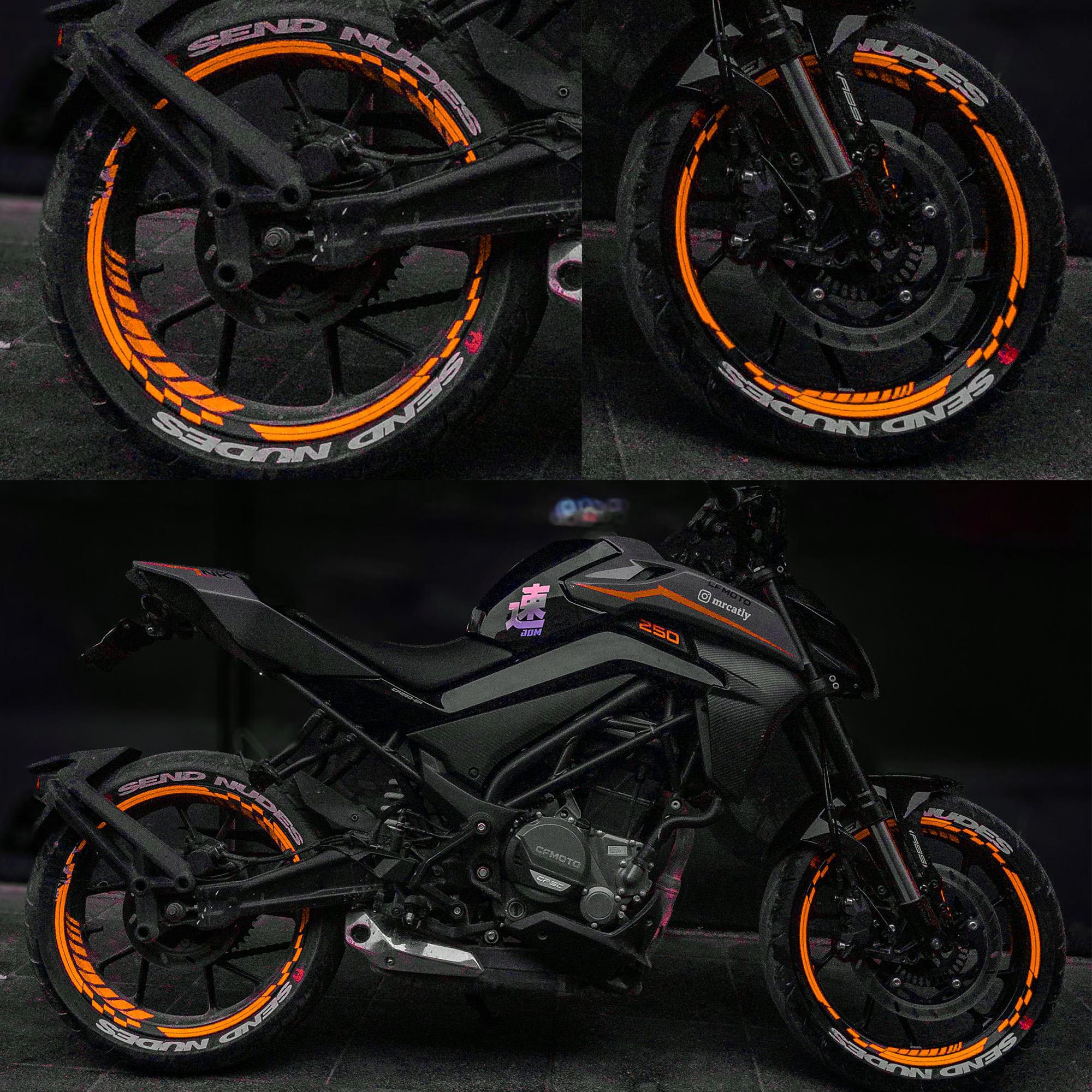 Floresan Turuncu Moto GP İç Dış Jant Şeridi Takım Sticker Çınar E