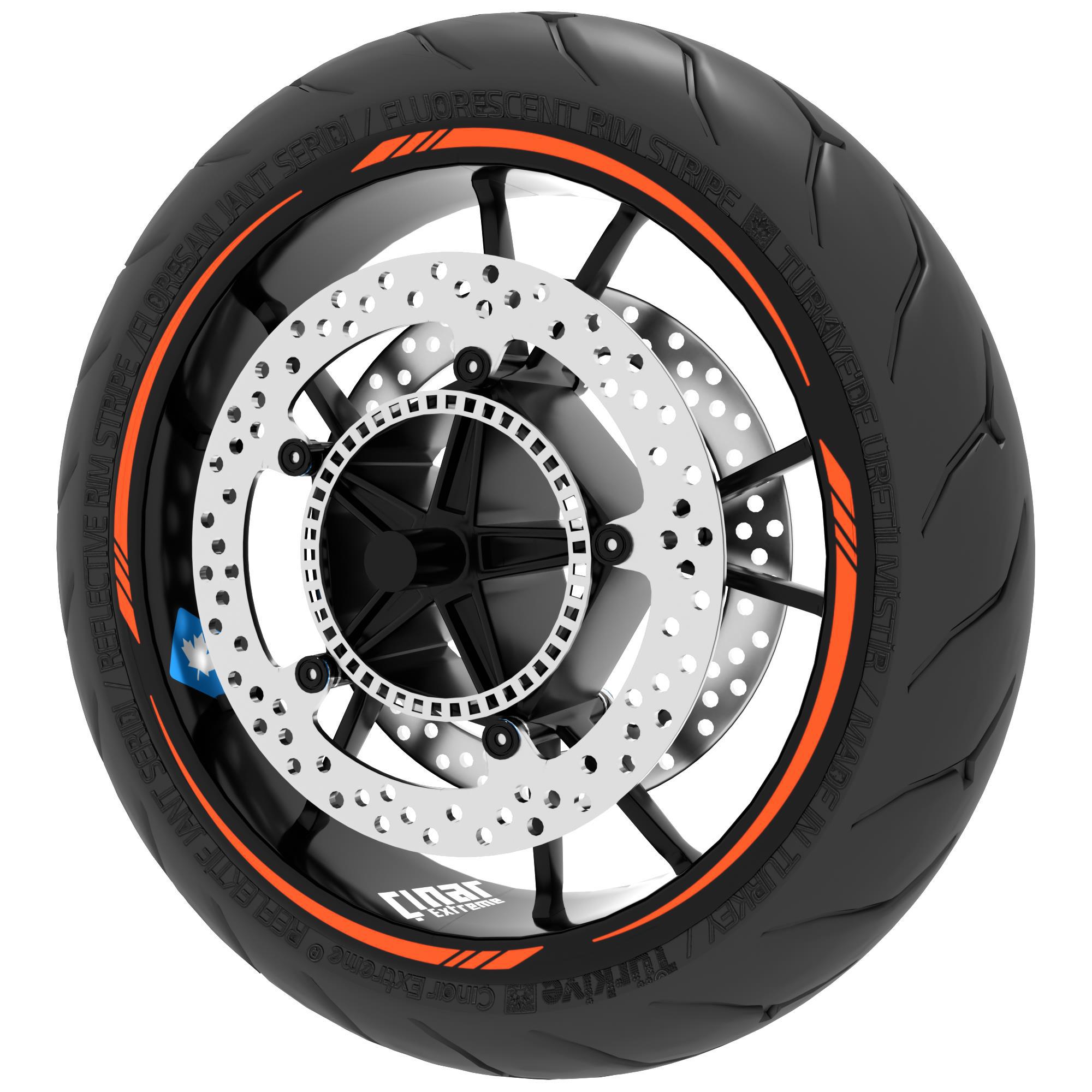 Çınar Extreme Floresan Turuncu 4 Parçalı Keskin Jant Şeridi Sticker Çınar Extre
