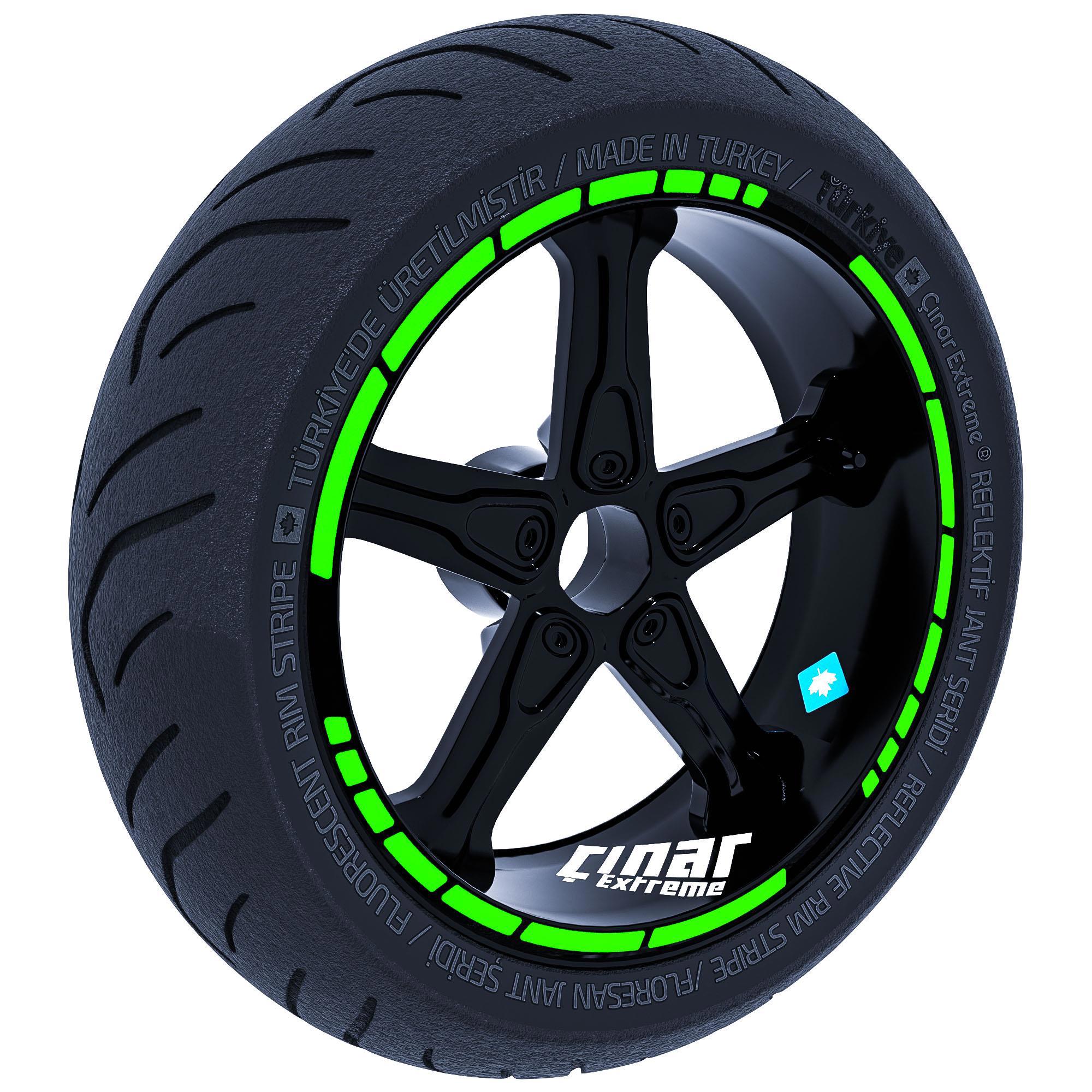 Çınar Extreme Floresan Yeşil Moto Gp Stili Jant Şeridi Sticker  
