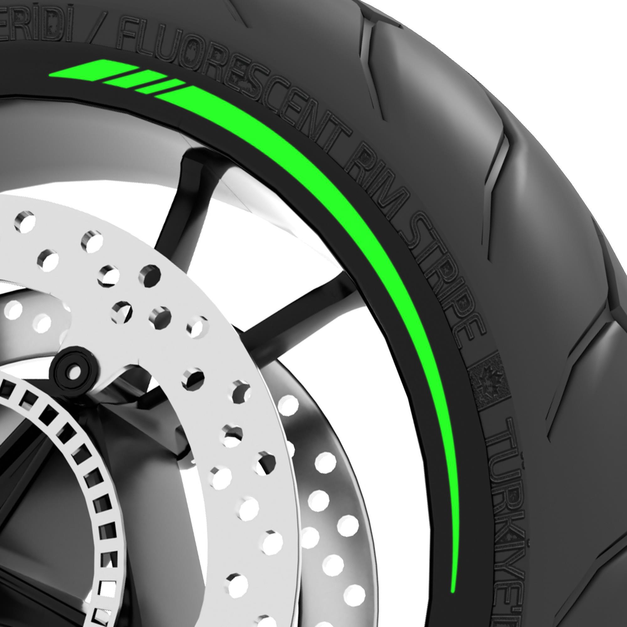 Çınar Extreme Floresan Yeşil 4 Parçalı Keskin Jant Şeridi Sticker 