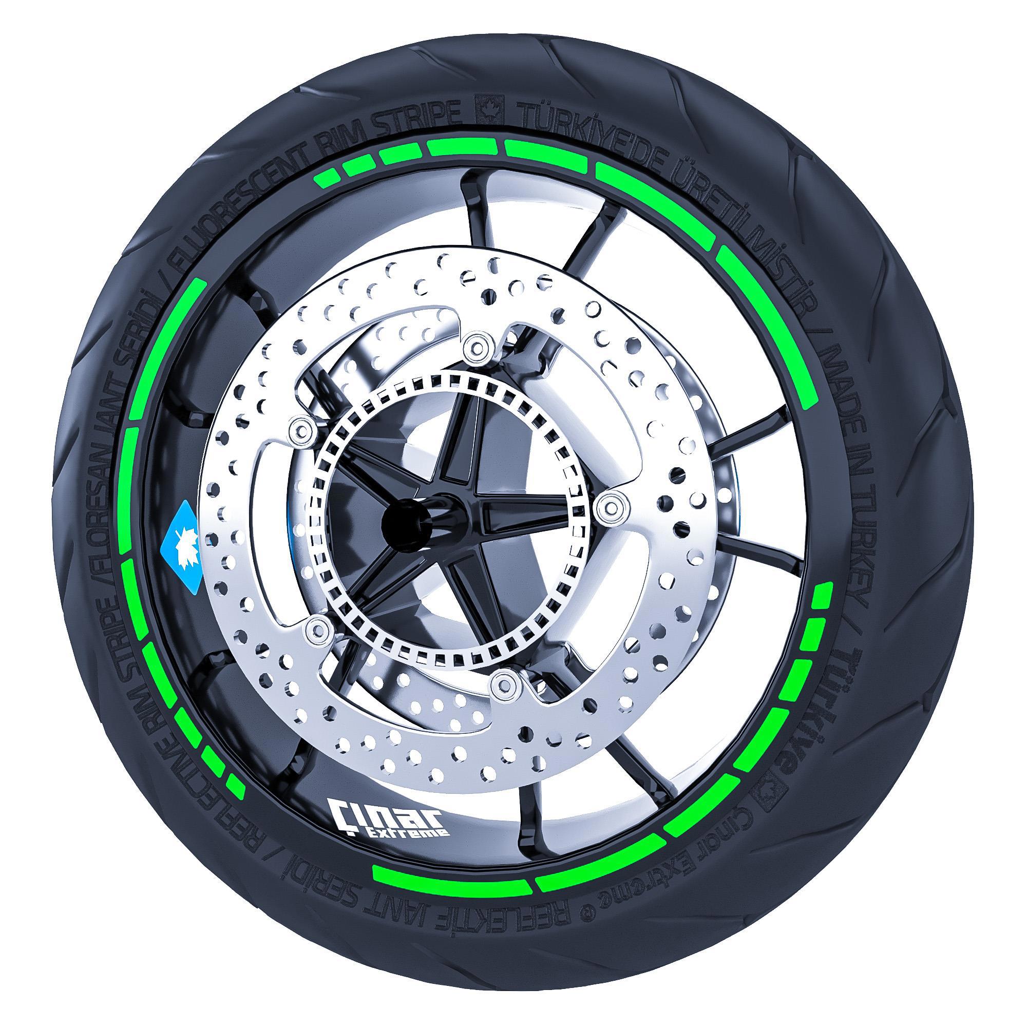 Çınar Extreme Floresan Yeşil Moto Gp Stili Jant Şeridi Sticker  
