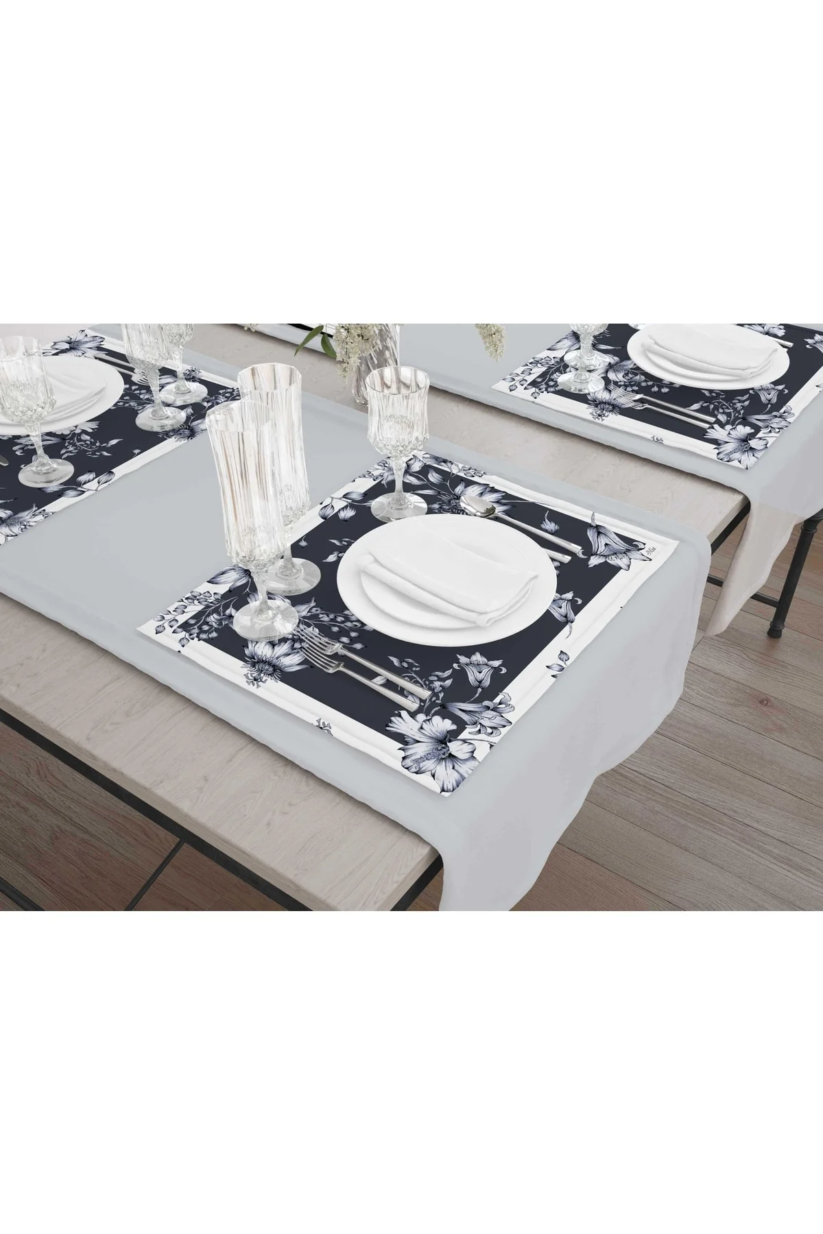 Flower- 5 Amerikan Servis 6 Lı Set - 50 X 35 Cm