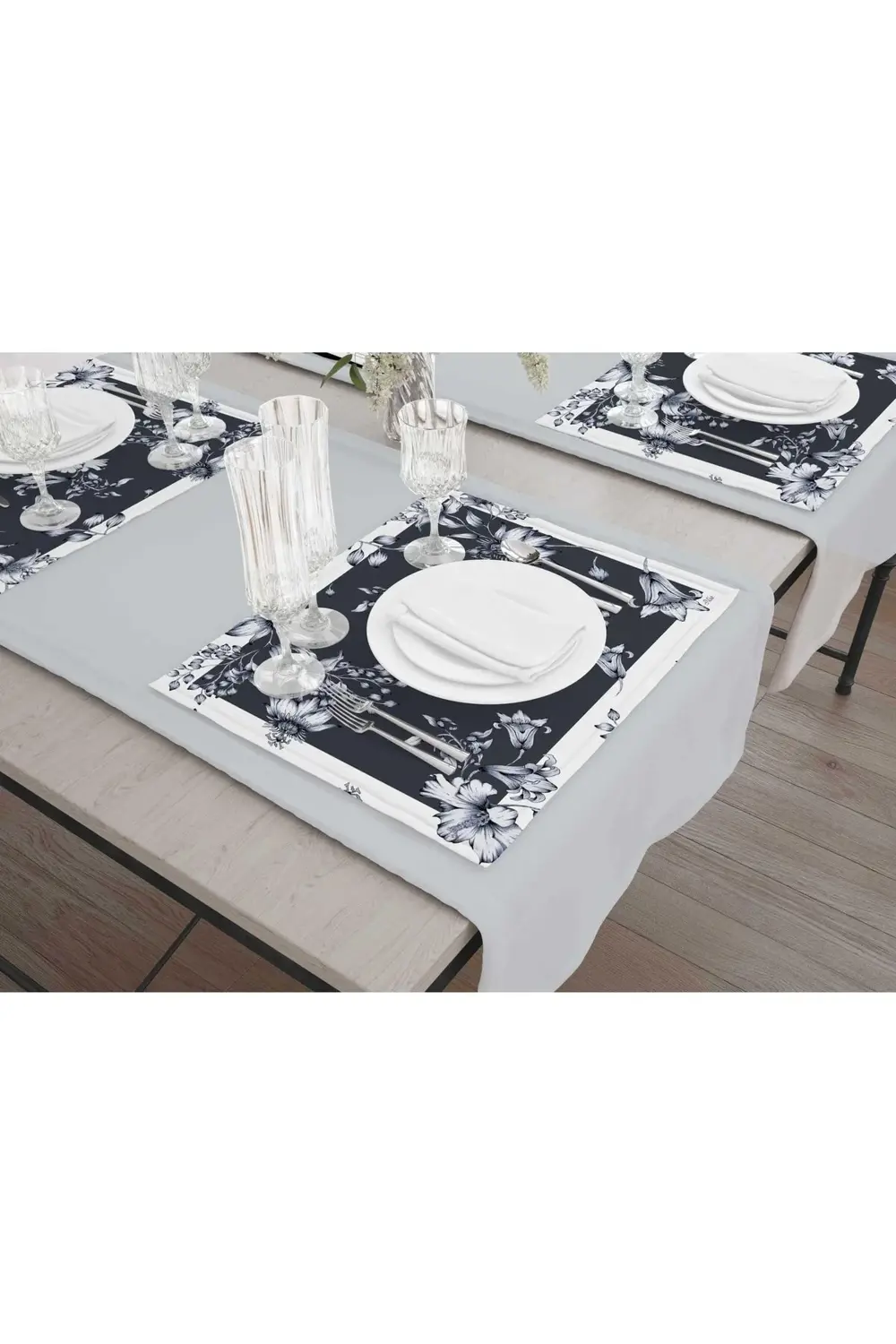 Flower- 5 Amerikan Servis 6 Lı Set - 50 X 35 Cm