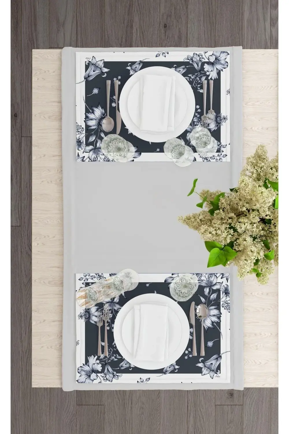 Flower- 5 Amerikan Servis 6 Lı Set - 50 X 35 Cm