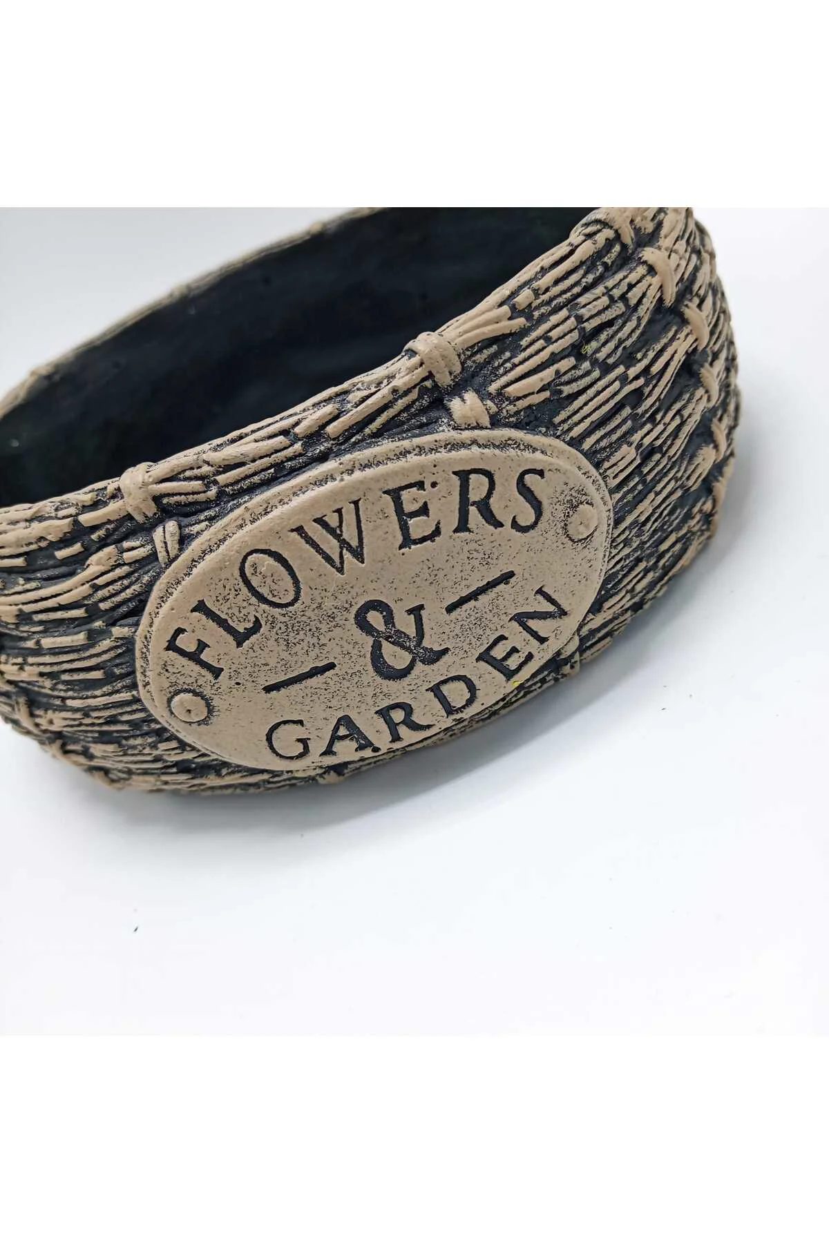 FLOWERS GARDEN VİZON-SİYAH SEPET ARAJMAN SAKSI - Görsel 2