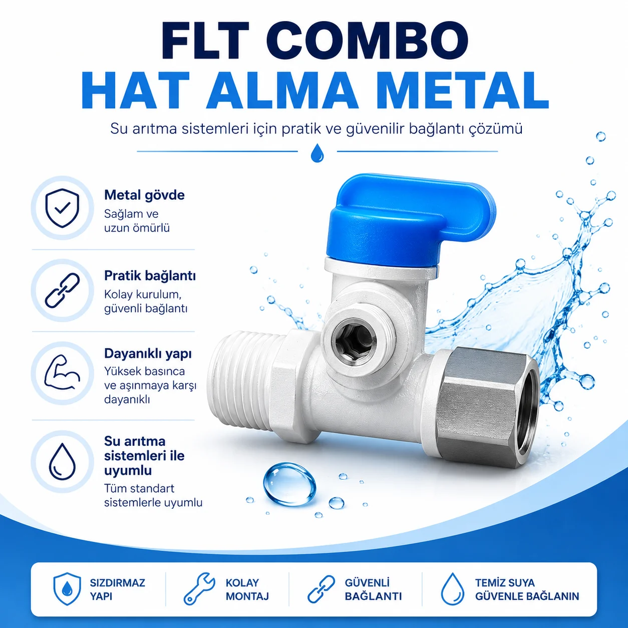 FLT Combo Metal Hat Alma Vanası - Su Arıtma Cihazı Bağlantı Vanası Fiyatı, Yorumları ve Özellikleri