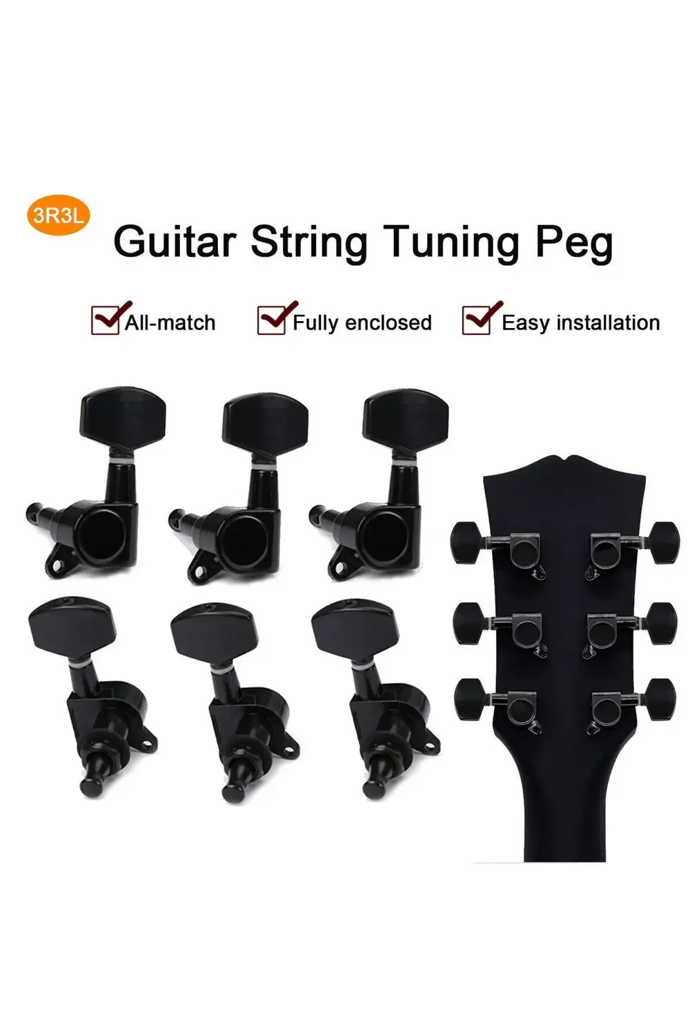 Fluid MHA10B Akustik Gitar Burgusu 3+3 Set + Vida Somun Pul