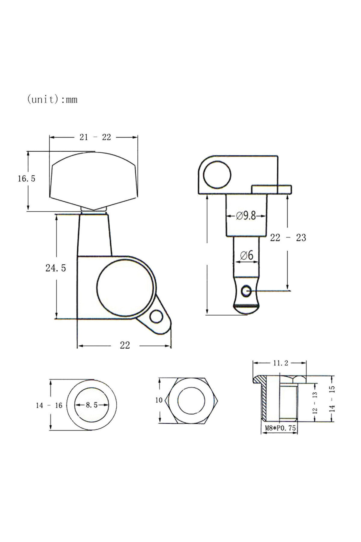 Fluds Fluid Mha10b Akustik Gitar Burgusu 3+3 Set + Vida Somun Pul