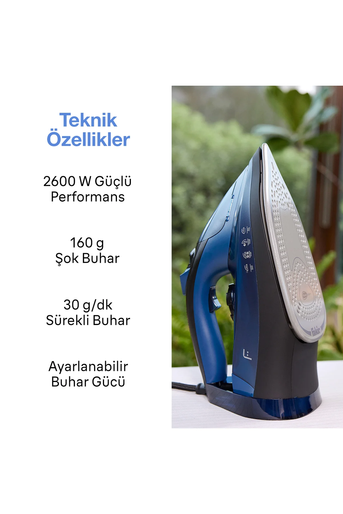 Flyjet Buharlı Ütü  Mavi - Siyah