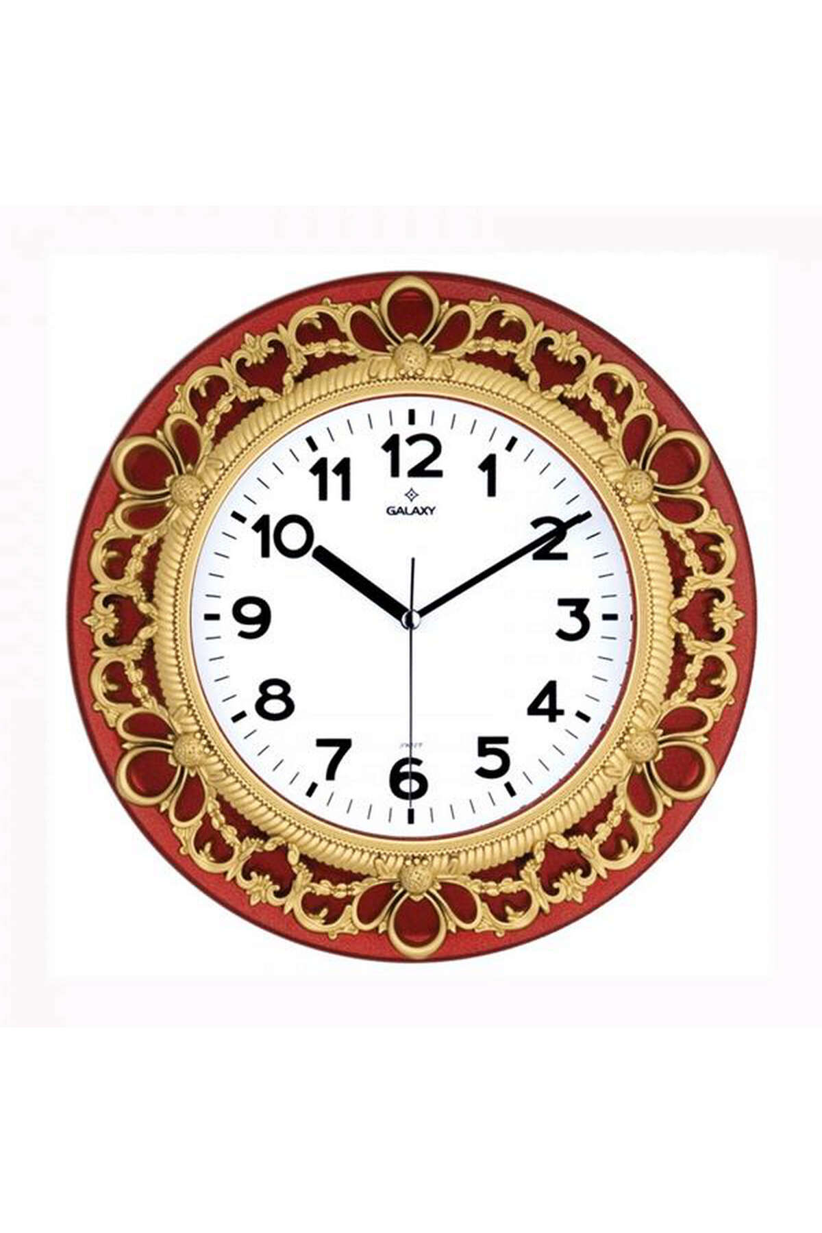 Zero Land Flz Duvar Saati Kirmizi-Altin Sarisi Çerçeve Çap:32.8Cm Akrilik B