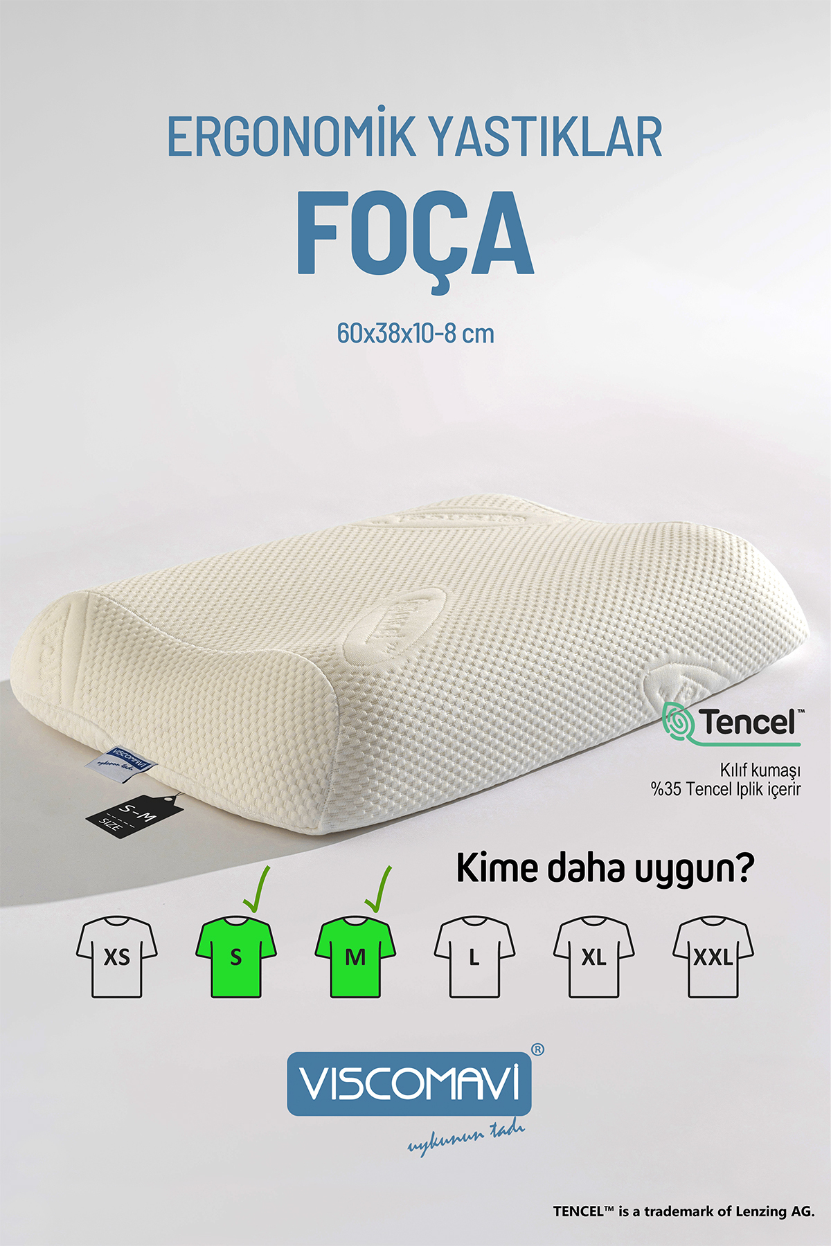 Foça Ergonomik & Ortopedik Visco Yastık | Boyun destekli | Astarl