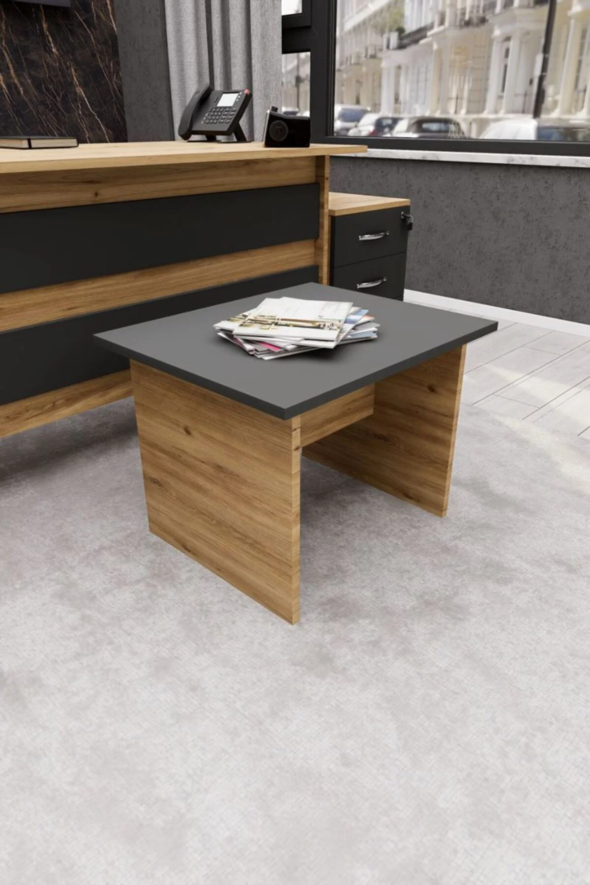 Focus ABCDE Ofis Masası Büro Masası Çalışma Masası Takımı Çam Antrasit