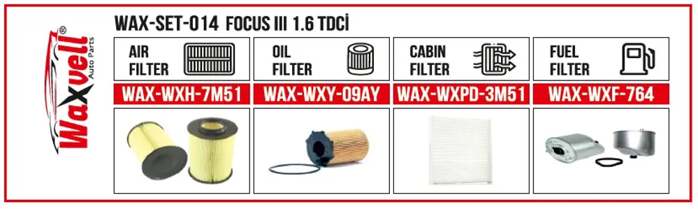 FOCUS III 1.6 TDCİ FİLTRE BAKIM SETİ