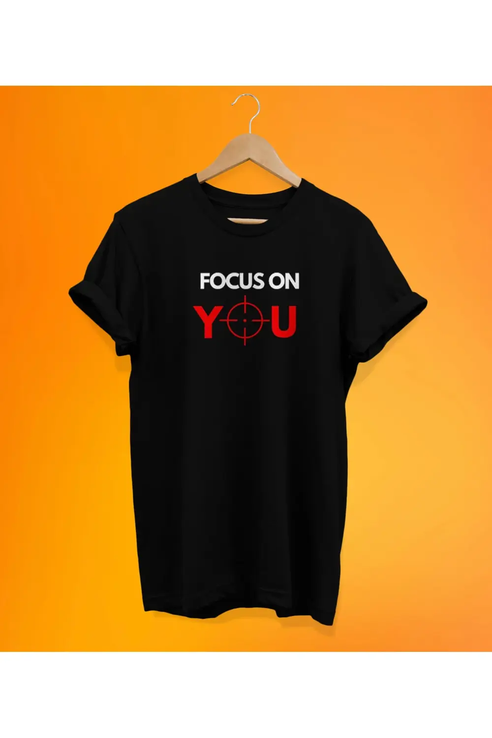 Focus On You Baskılı Siyah, %100 Pamuk, Oversize, Büyük Beden T-S
