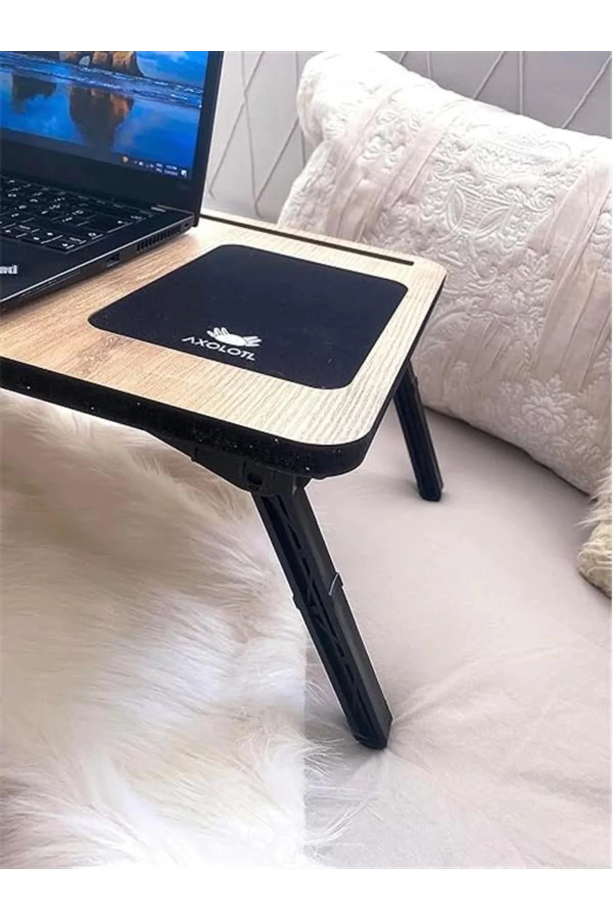 Foldaway Telefon ve Tablet Bölmeli Katlanır Ayaklı Laptop Sehpası