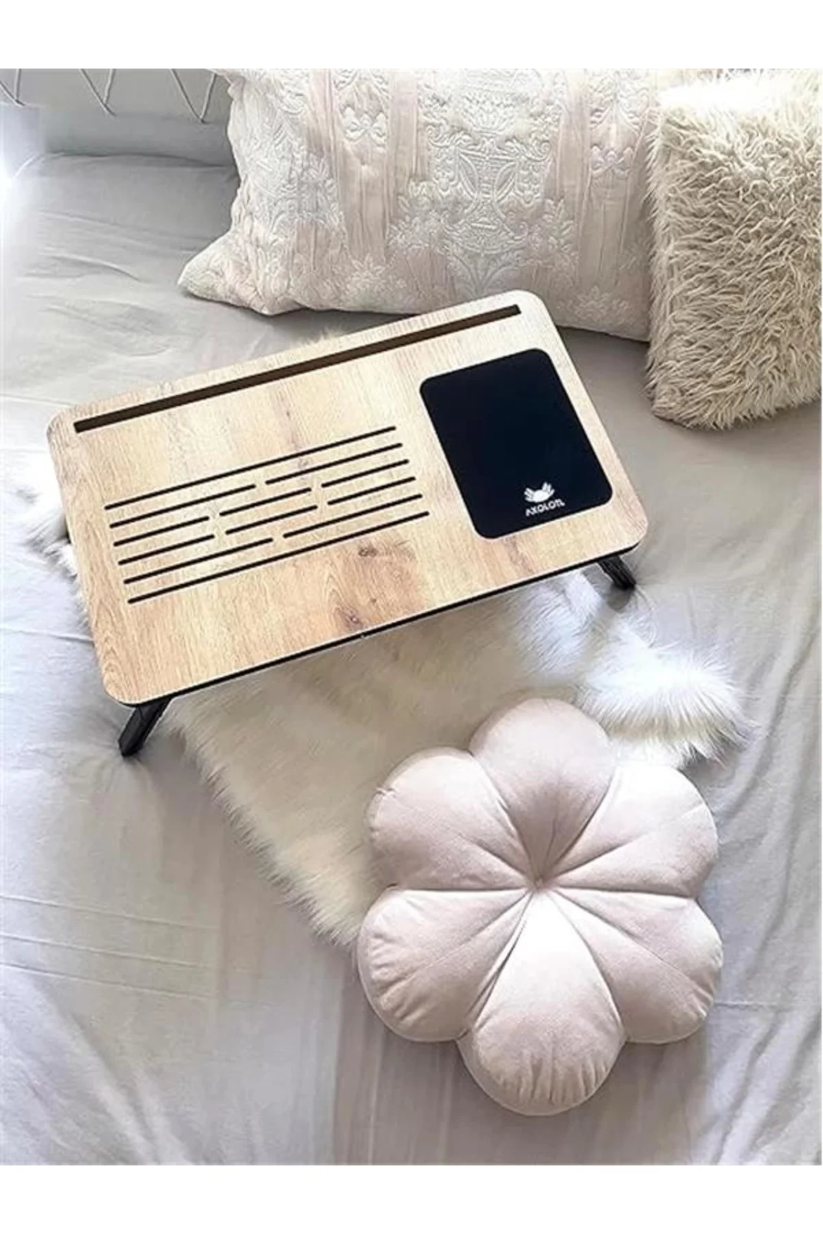 Foldaway Telefon ve Tablet Bölmeli Katlanır Ayaklı Laptop Sehpası