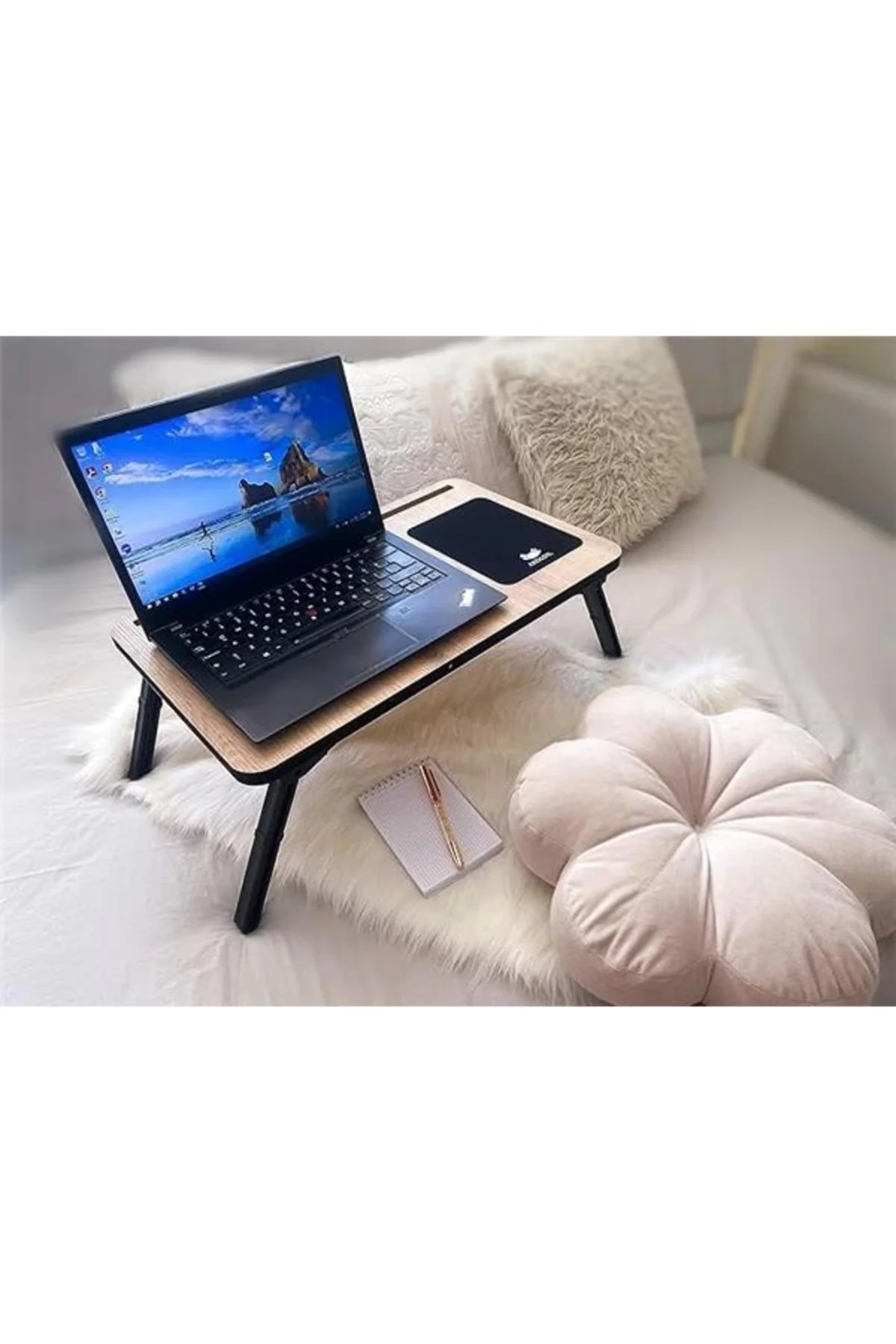 Foldaway Telefon ve Tablet Bölmeli Katlanır Ayaklı Laptop Sehpası