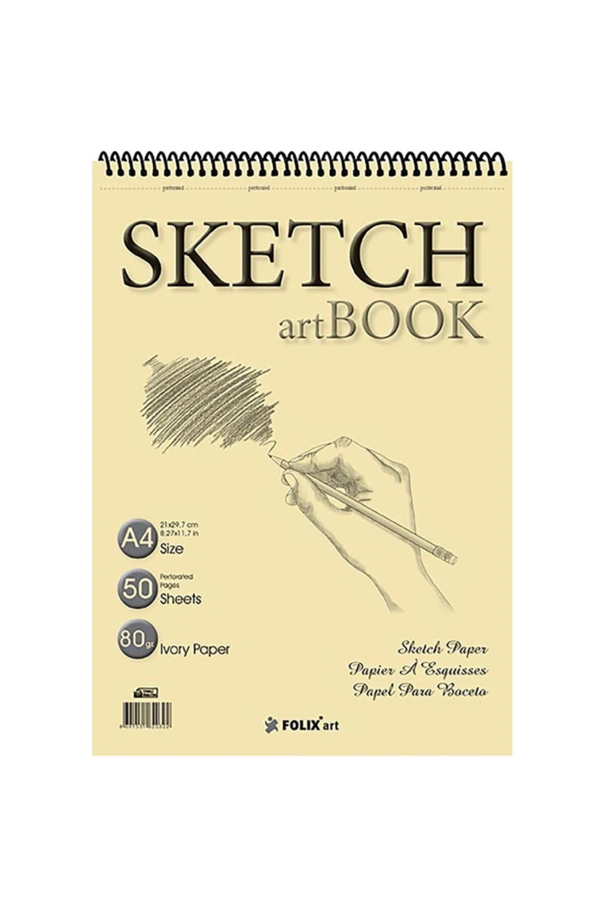 Folıx Art Sketchbook Ivory Spiralli A4 Çizim Ve Eskiz Defter 50 Y