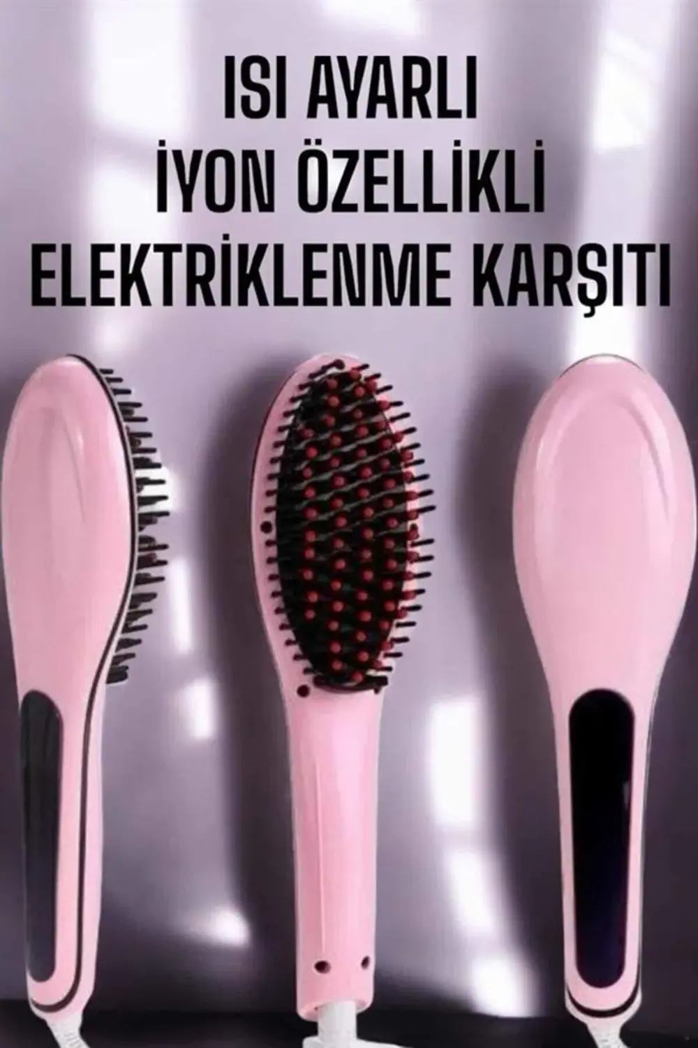 Fön Tarağı Saç Düzleştirici Sıkı Dişli Isı Ayarlı Elektriklenme K