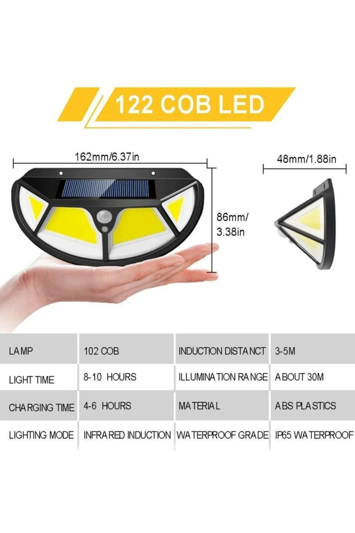 Fonksiyonel Sensörlü 102 Ledli Solar Bahçe Lambası Fiyatı, Yorumları ve Özellikleri