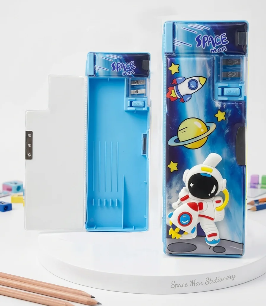 Fonksiyonlu Kalem Kutusu Astronot Dönen Roketli Kalemtraşlı Kalemlik - Turkuaz Roket Fonksiyonlu Kalem Kutusu Astronot Dönen Roketli Kalemtraşlı Kalemlik - Turkuaz Roket