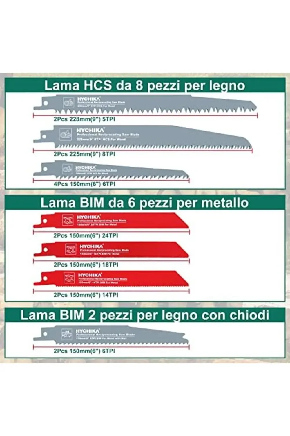 FOR LIFE Saber Testere Bıçakları, 16 ADET Testere Bıçağı Metal, A