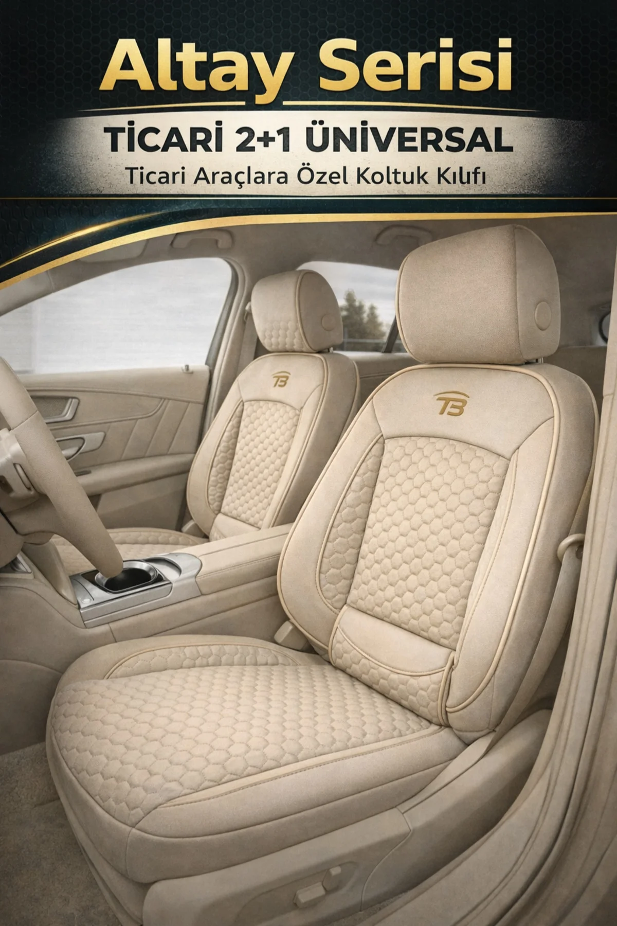 Ford B-Max 2012-2017 2+1 Arka Sırt Oturak Uyumlu Altay Serisi Bej Koltuk Kılıfı