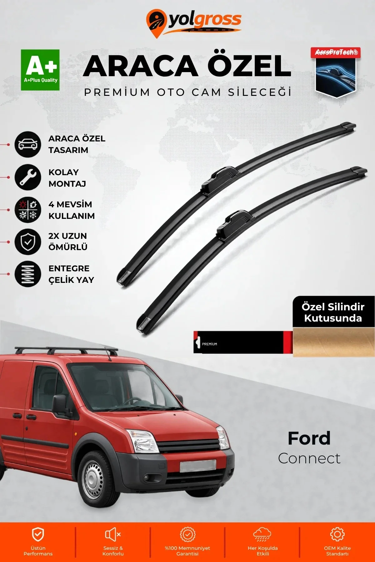 Ford Connect Ön Cam Silecek Seti 2002-2013 Premium Araca Özel 55-50 Cm A+ Kalite