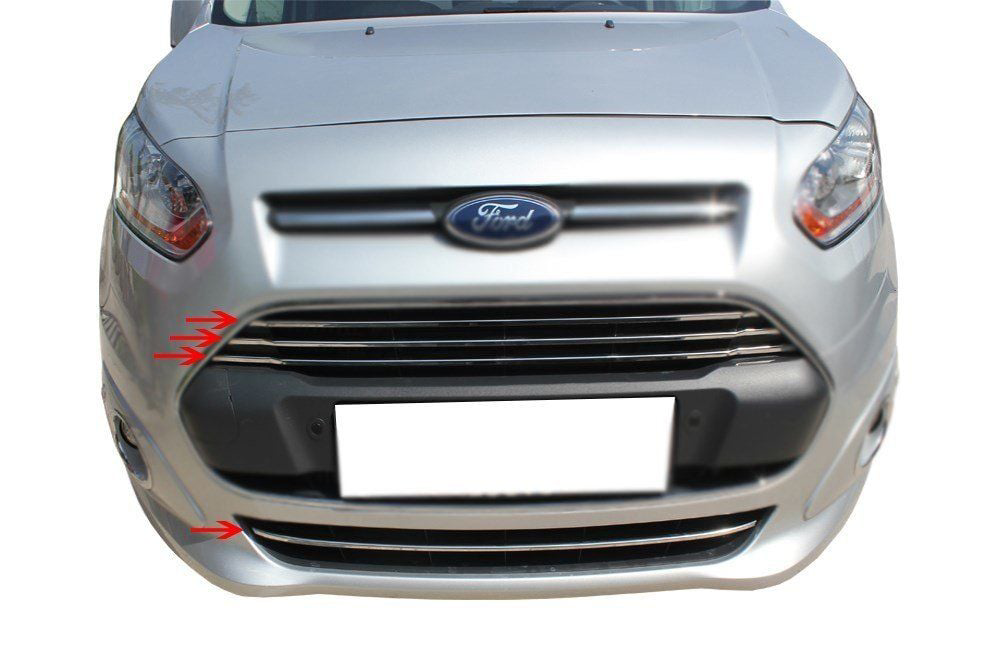 Ford Connect Uyumlu Ön Panjur + Tampon Çıtası 4 Parça Krom 2014 V