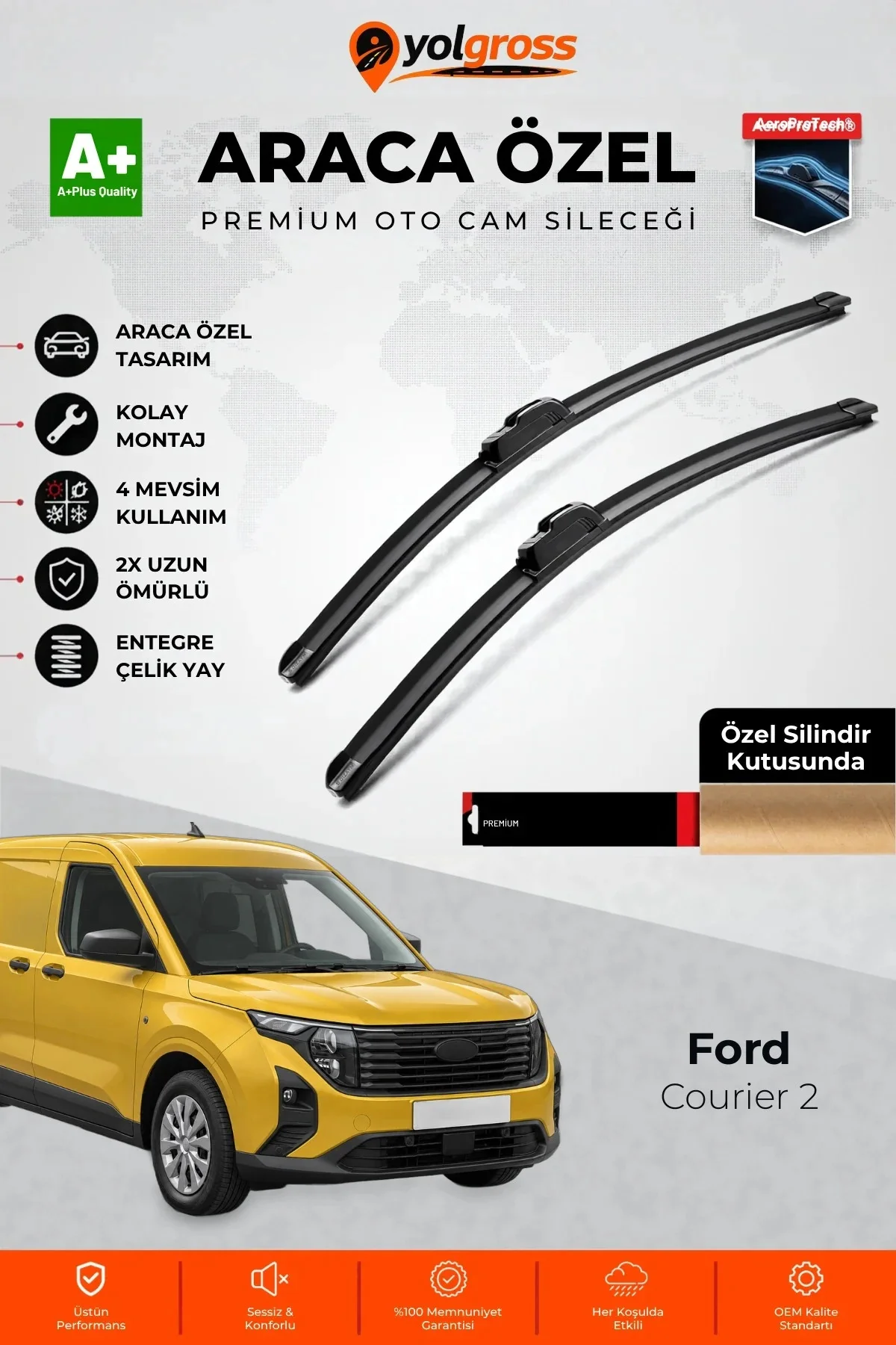 Ford Courier 2 Ön Cam Silecek Seti 2023 Üzeri Premium Araca Özel 70-40 Cm A+ Kalite