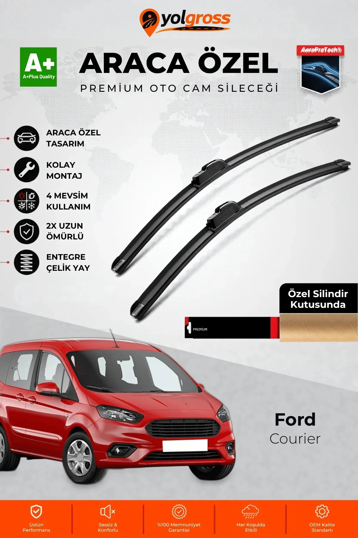 Ford Courier Ön Cam Silecek Seti 2014-2023 Premium Araca Özel 70-40 Cm A+ Kalite Ford Courier Ön Cam Silecek Seti 2014-2023 Premium Araca Özel 70-40 Cm A+ Kalite