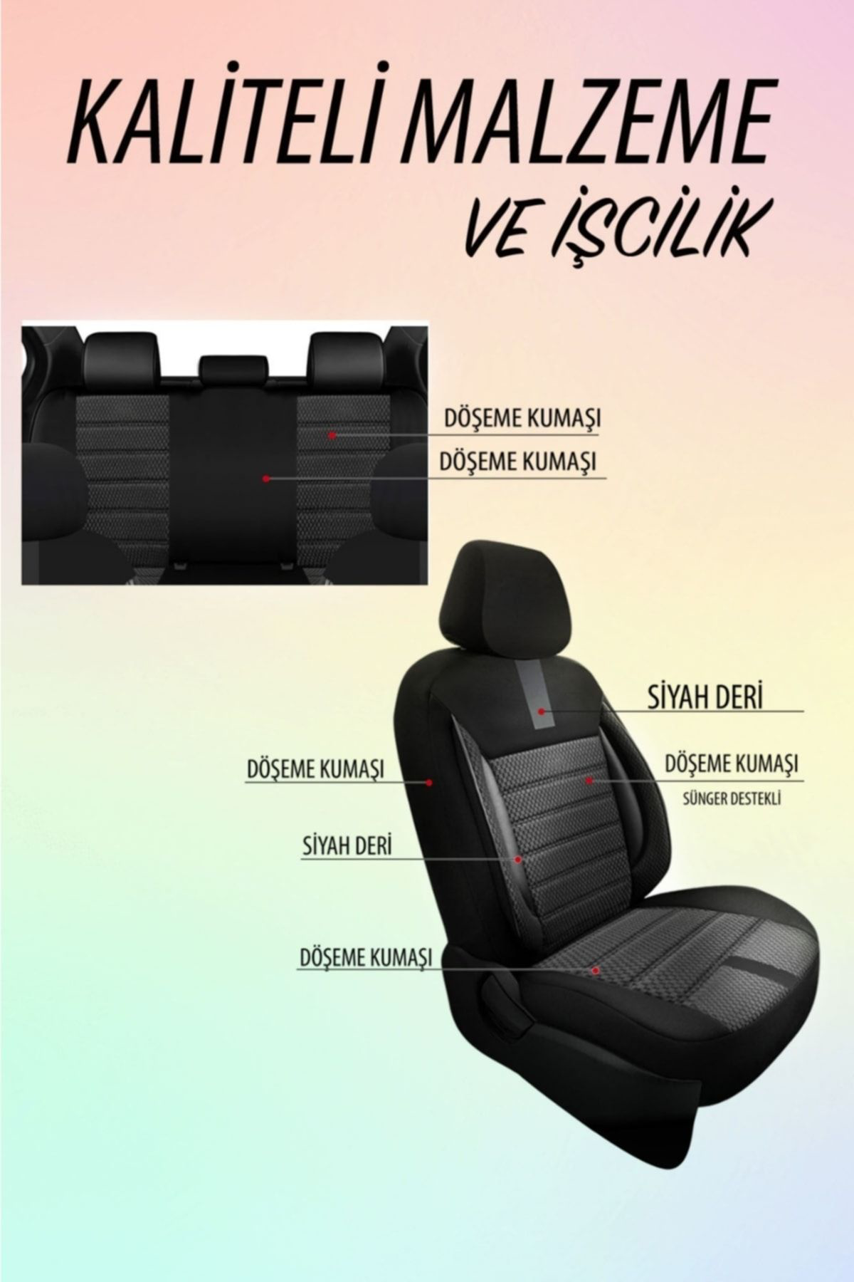 Ford Festiva Uyumlu Koltuk Kılıfı Oasis Serisi - Siyah