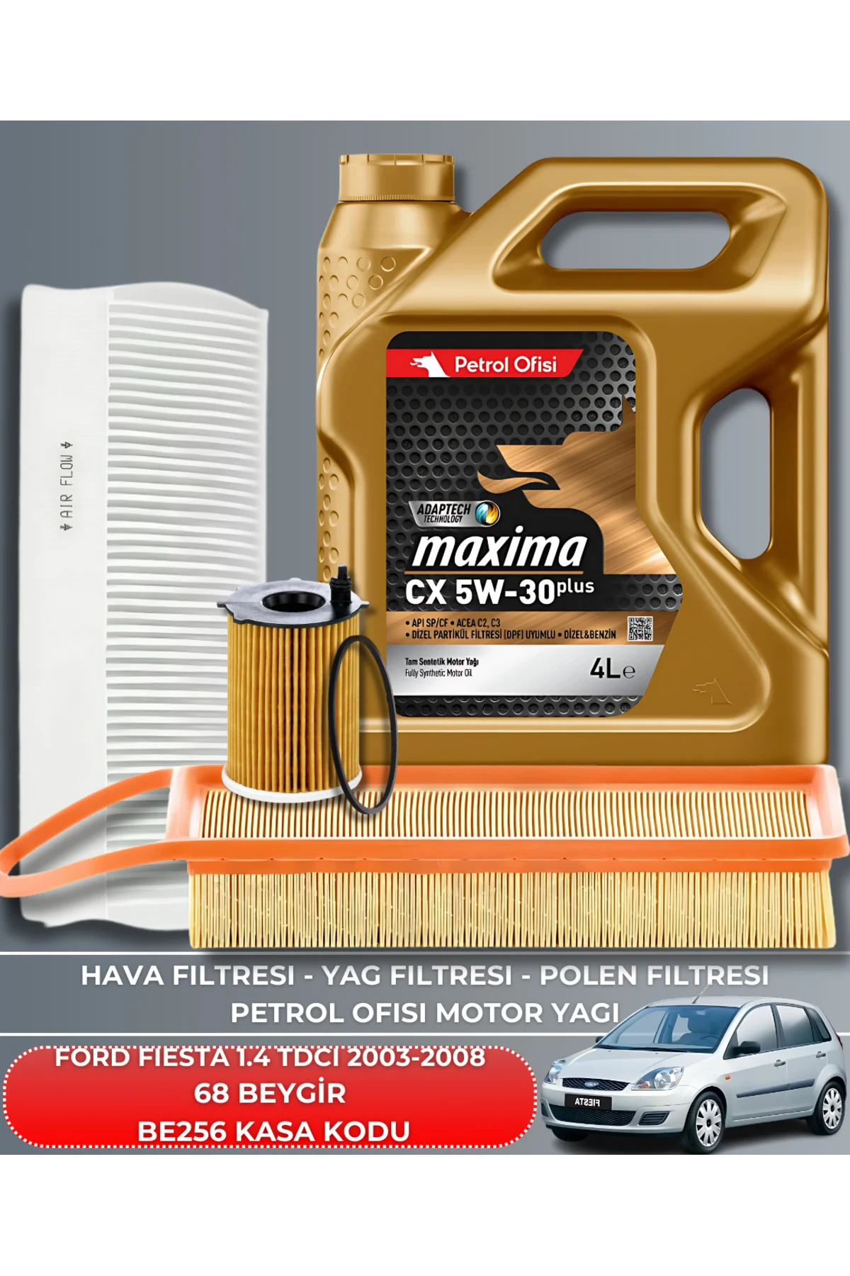 Ford Fıesta 1.4 Tdcı 2003-2008 68 Beygir filtre seti+4lt yağ (Maz