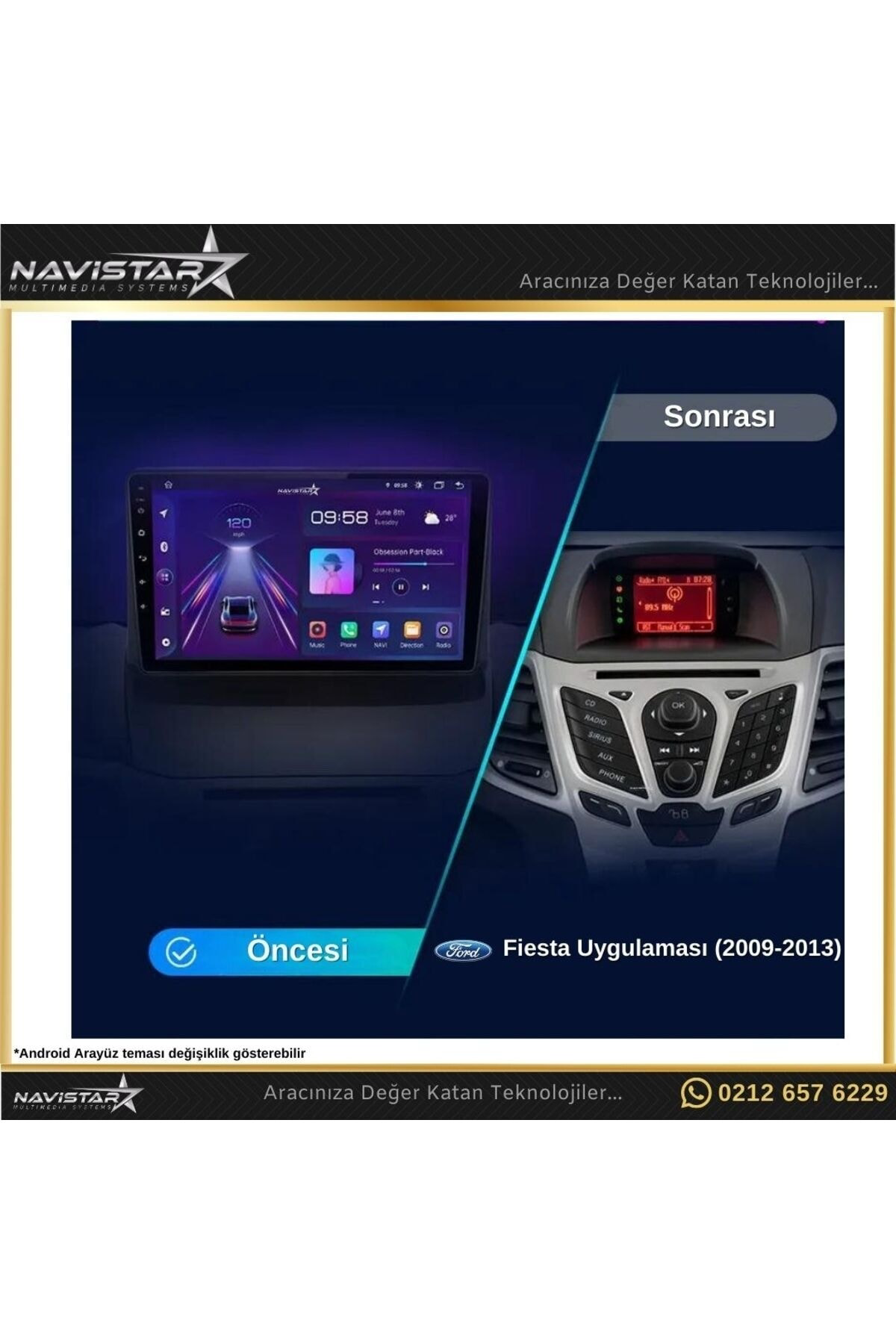 Ford Fiesta 2009 - 2013 Model 2GB + 32GB Android 13 Kablosuz Carp