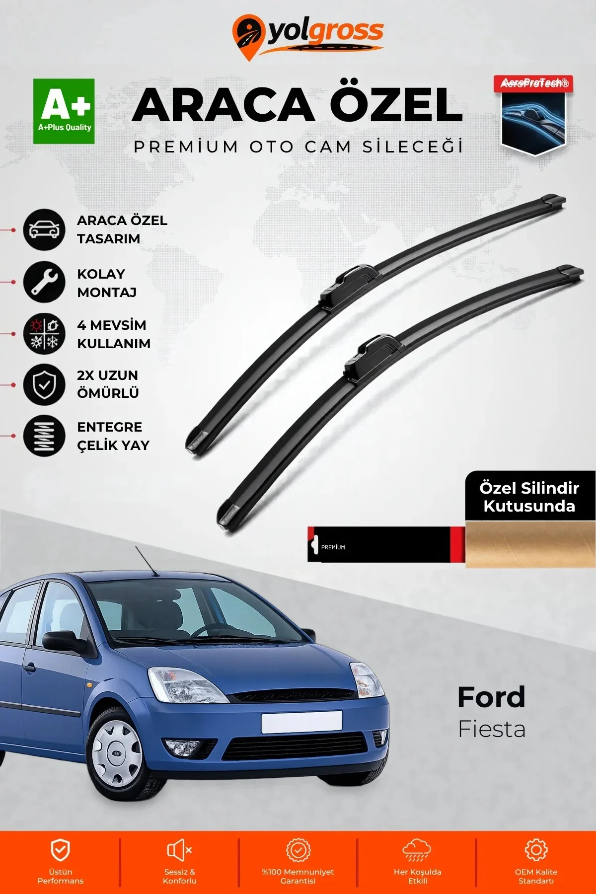 Ford Fiesta Ön Cam Silecek Seti 2001-2008 Premium Araca Özel 55-40 Cm A+ Kalite