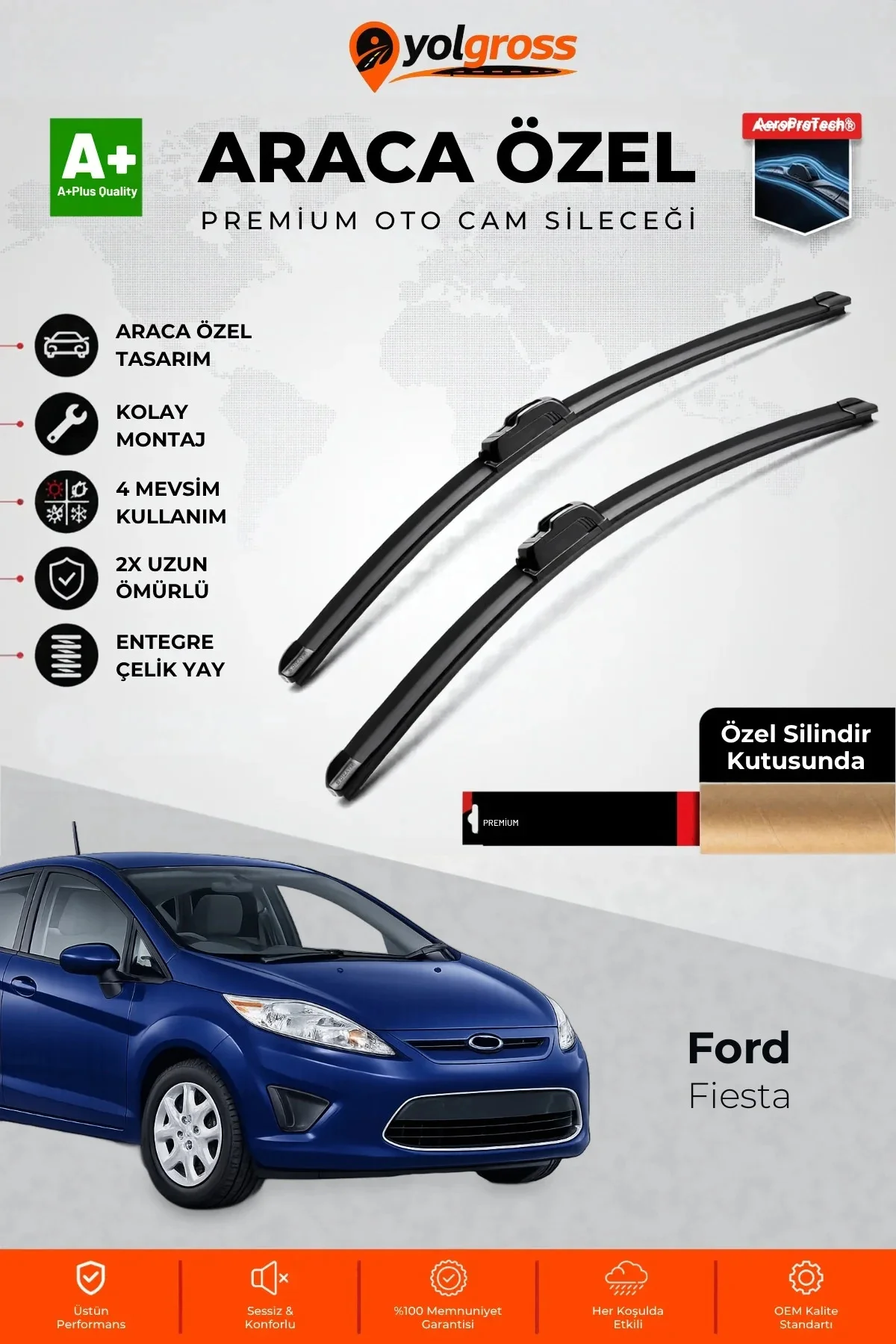 Ford Fiesta Ön Cam Silecek Seti 2009-2017 Premium Araca Özel 65-40 Cm A+ Kalite