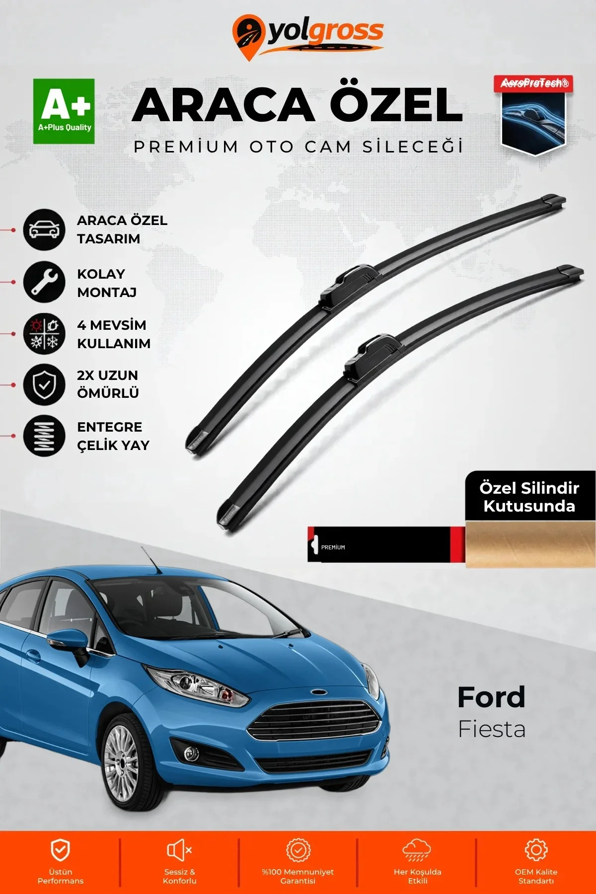 Ford Fiesta Ön Cam Silecek Seti 2017-2023 Premium Araca Özel 70-35 Cm A+ Kalite