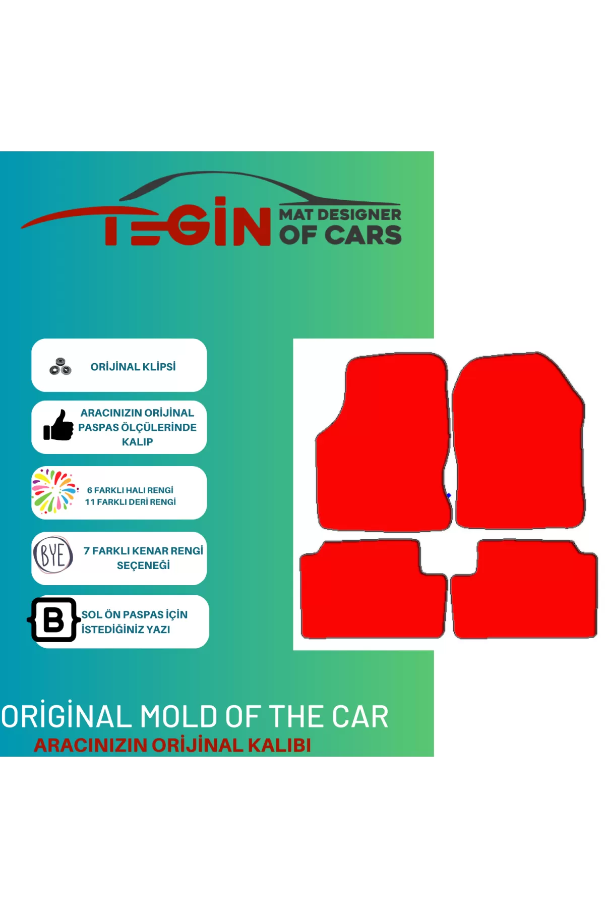 Ford Focus 1 1998-2005 Prime Sarı Halı Gri Kenar Halı Paspas