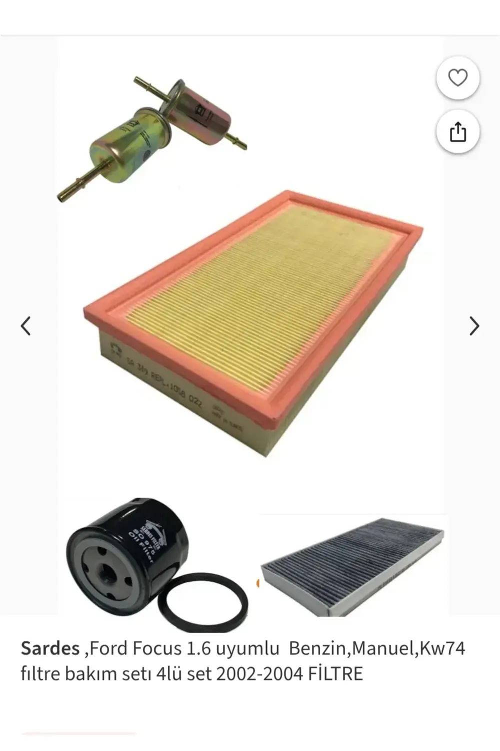 ,Ford Focus 1.6 uyumlu Benzin,Manuel,Kw74 fıltre bakım setı 4lü s